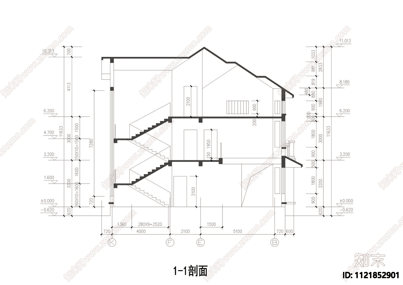 别墅室内建筑设计施工图cad施工图下载【ID:1121852901】