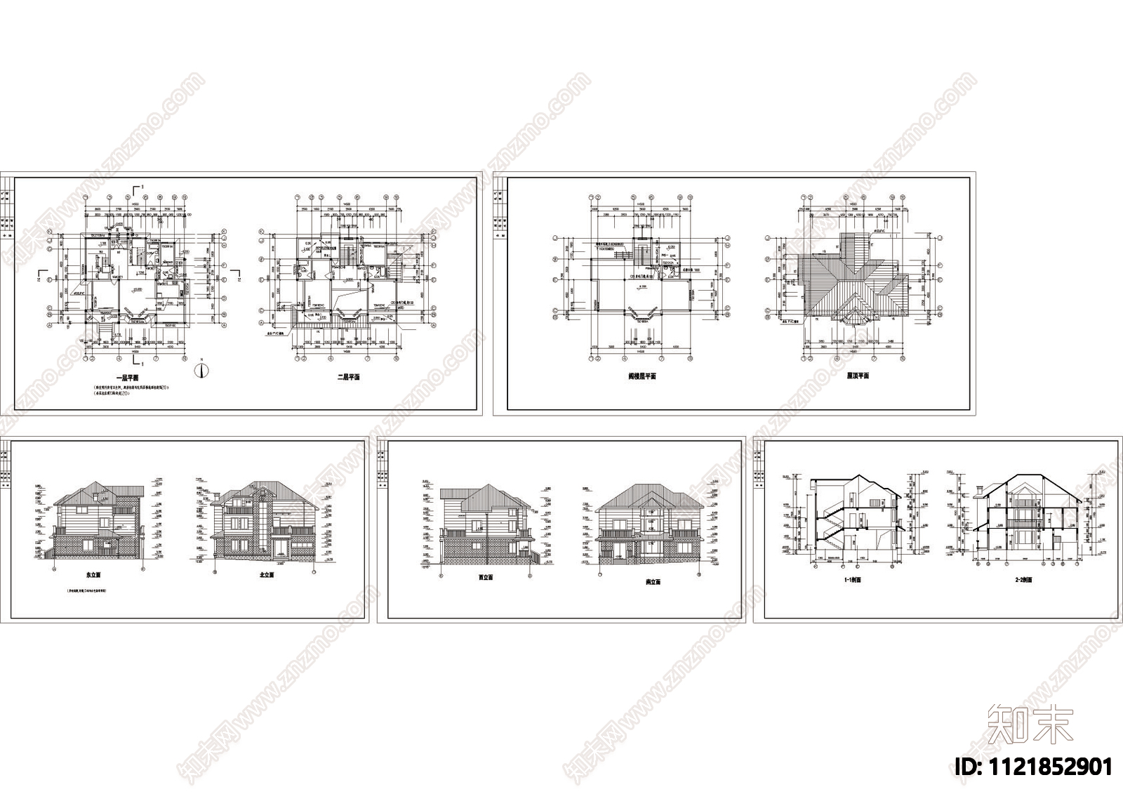 别墅室内建筑设计施工图cad施工图下载【ID:1121852901】