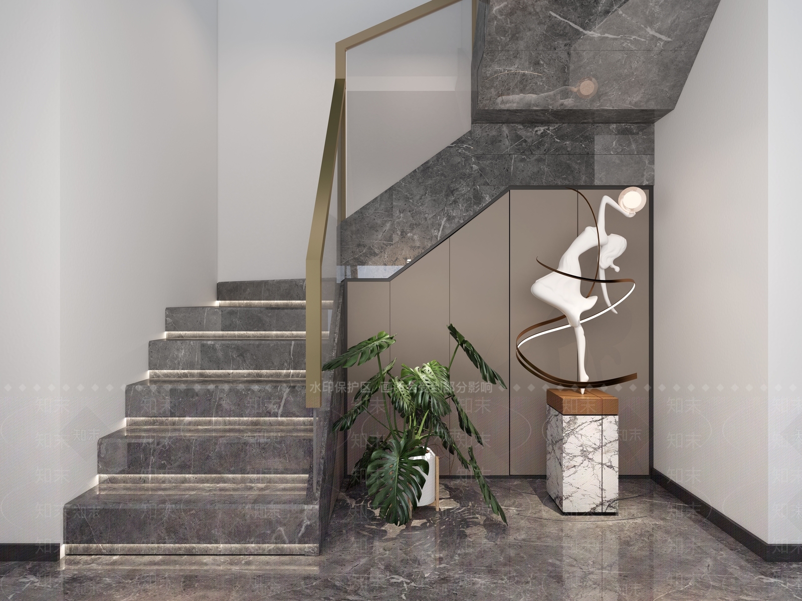 现代楼梯间3D模型下载【ID:1121856117】
