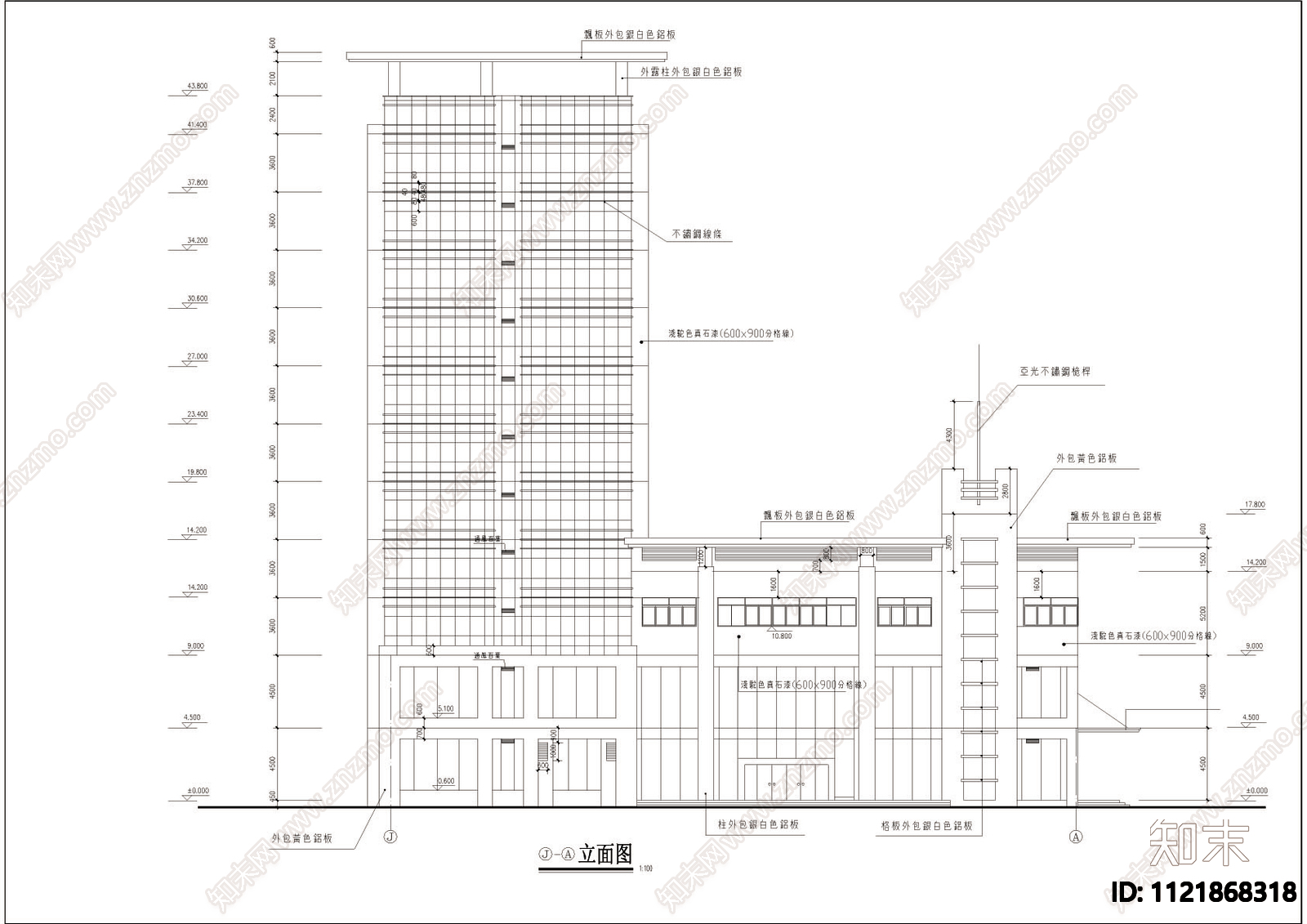 党校学员公寓建筑设计cad图施工图cad施工图下载【ID:1121868318】