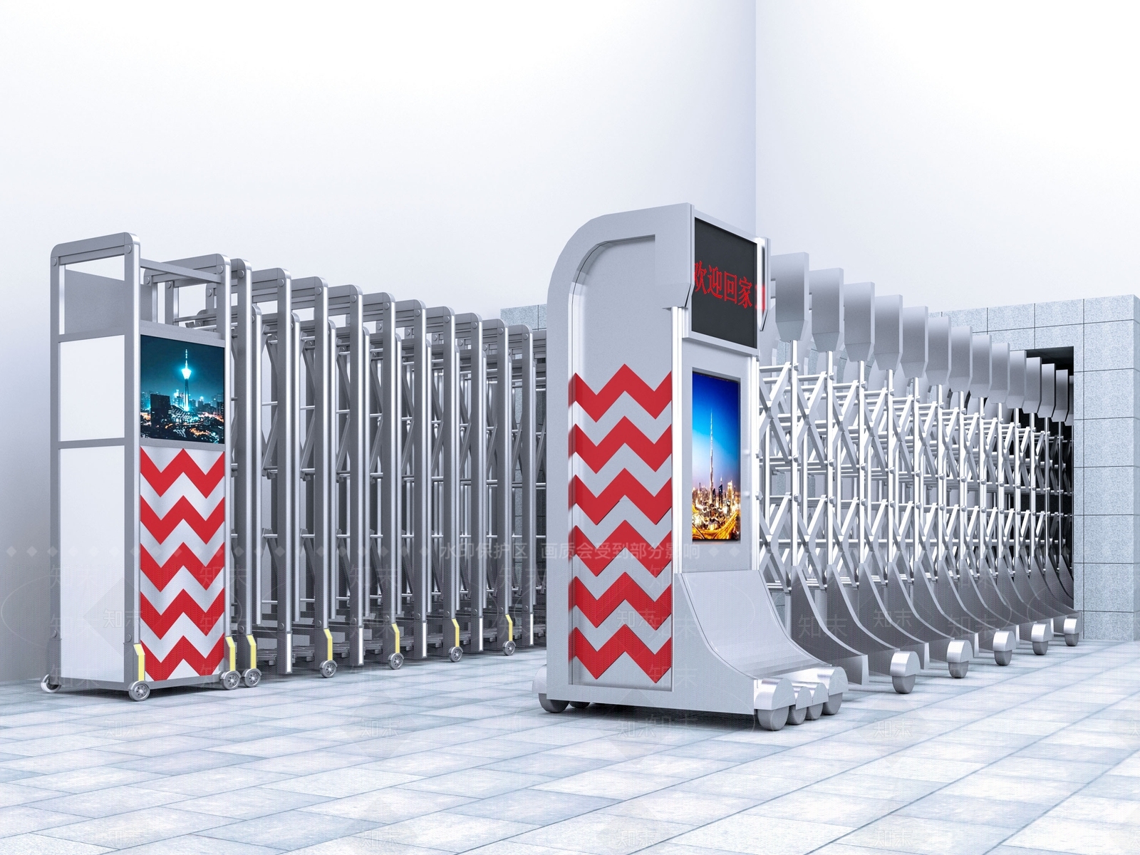 现代电动伸缩门3D模型下载【ID:1121872705】