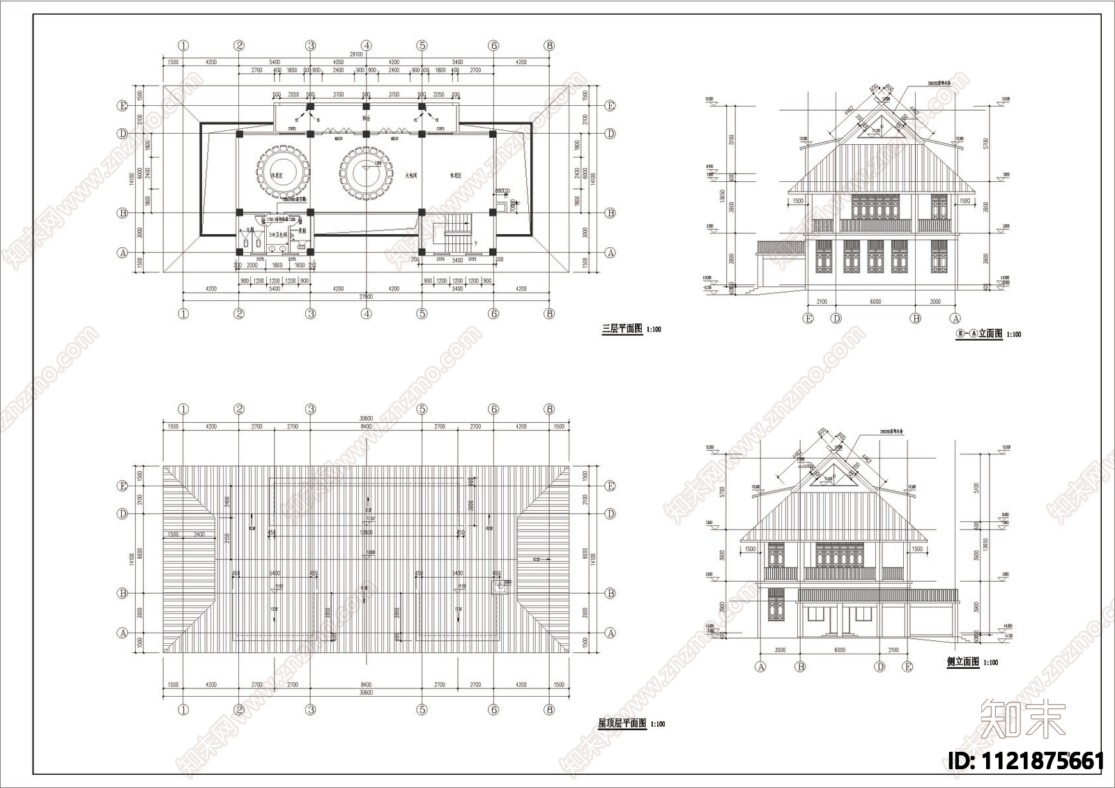 民族风餐厅建筑结构cad图施工图施工图下载【ID:1121875661】
