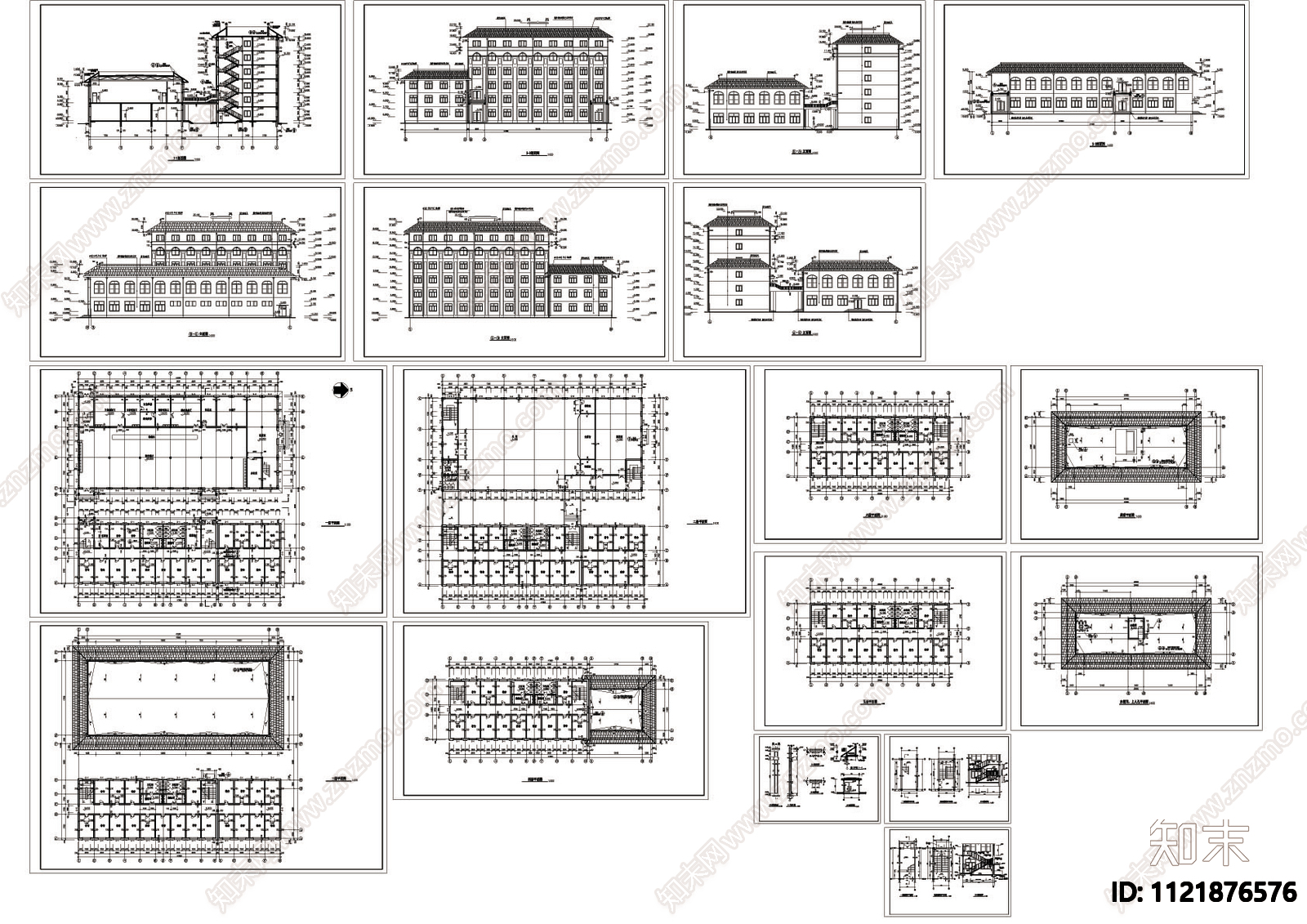 全套学校综合楼建筑cad图施工图施工图下载【ID:1121876576】