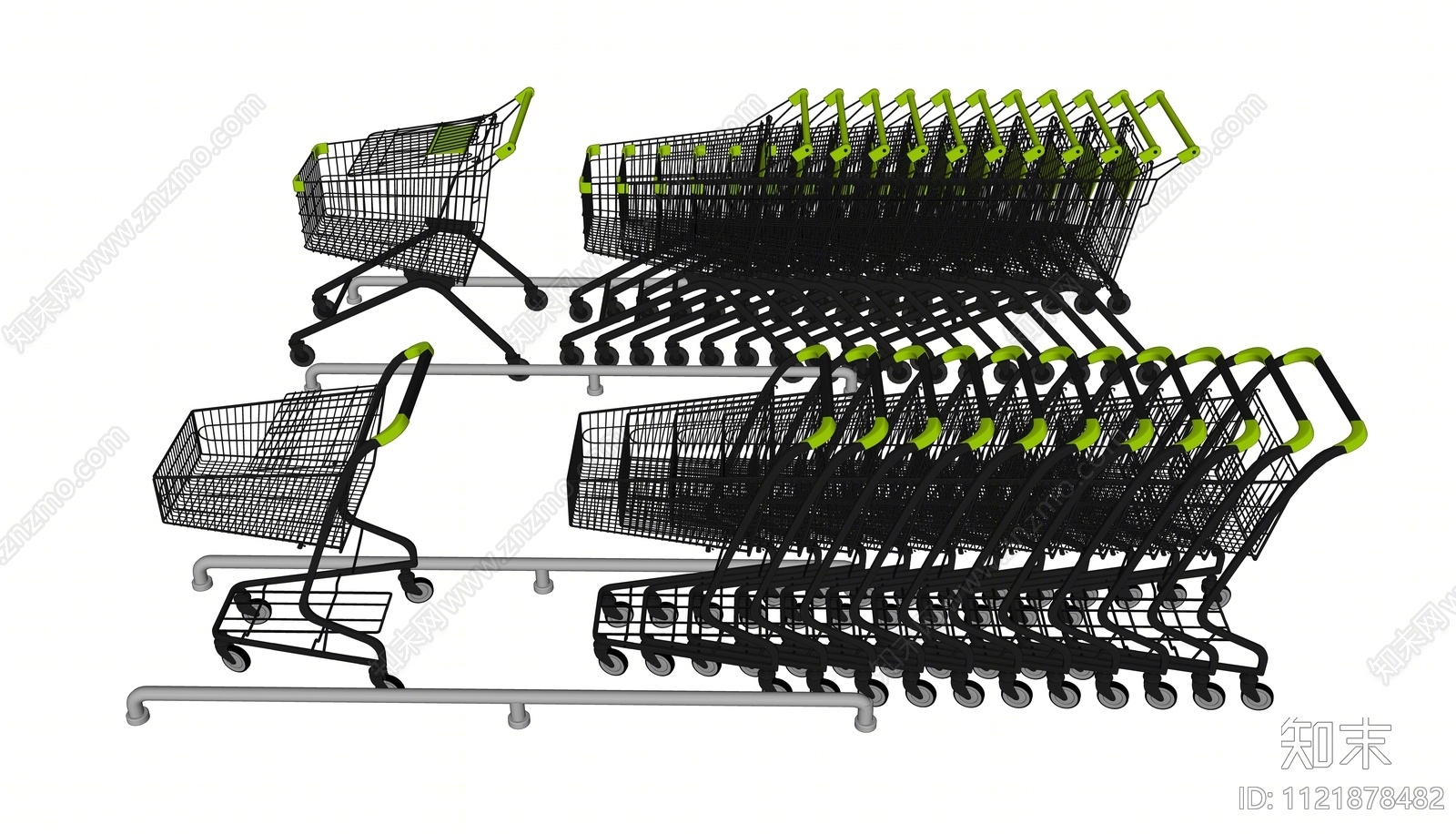 现代超市购物车SU模型下载【ID:1121878482】