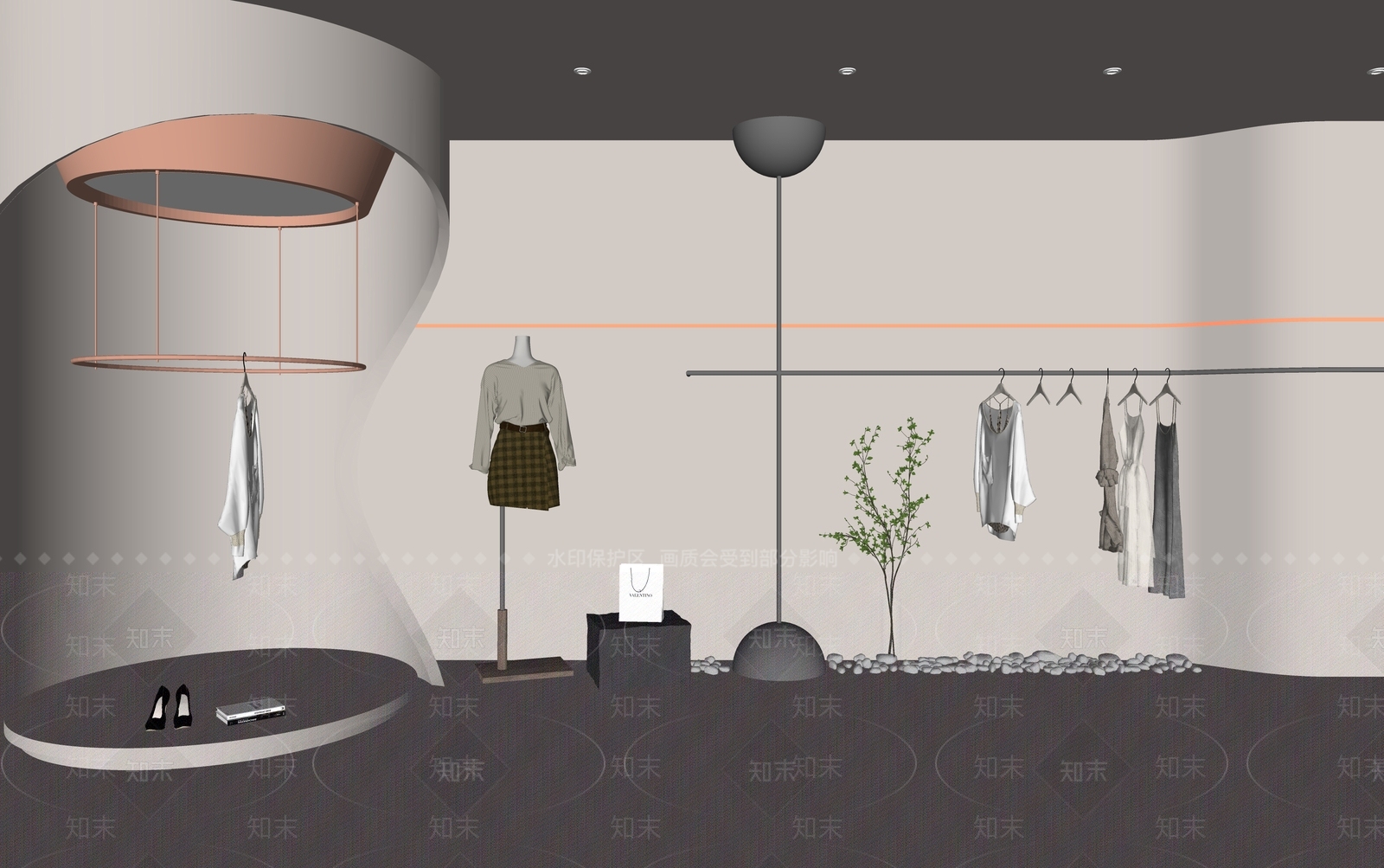 侘寂女装服装店SU模型下载【ID:1121889463】