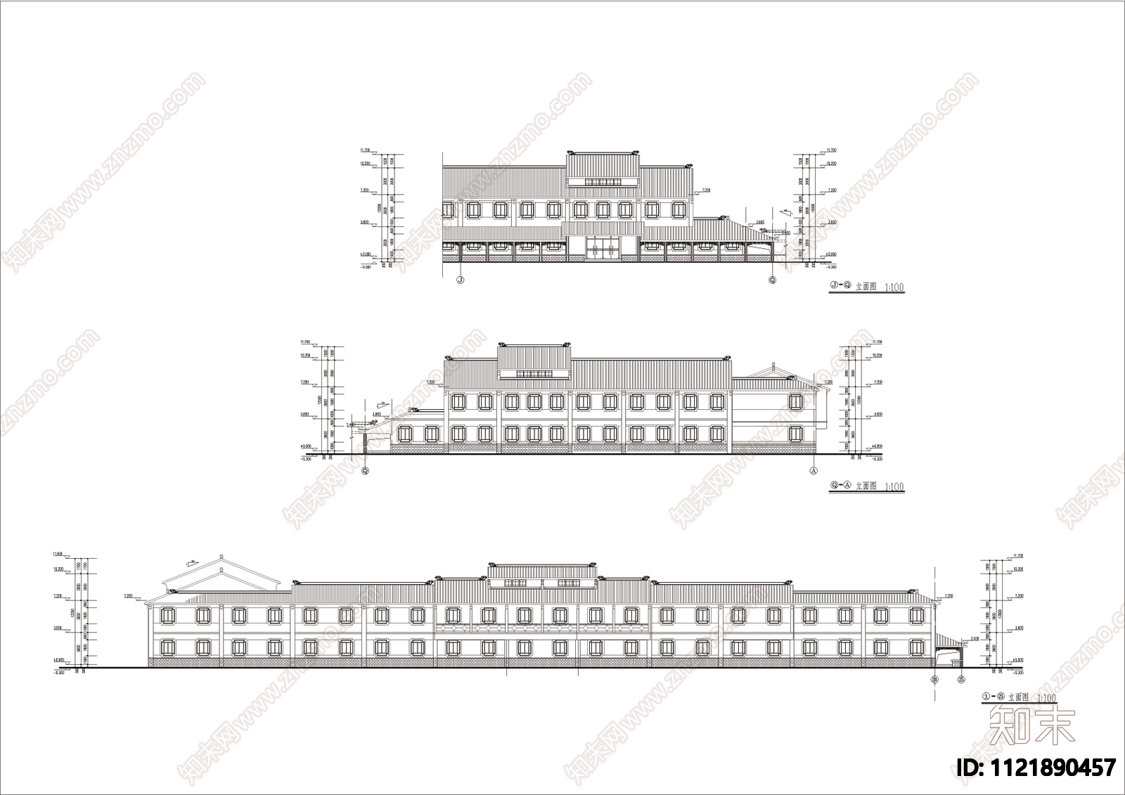 仿古办公楼建筑CAD详图施工图施工图下载【ID:1121890457】