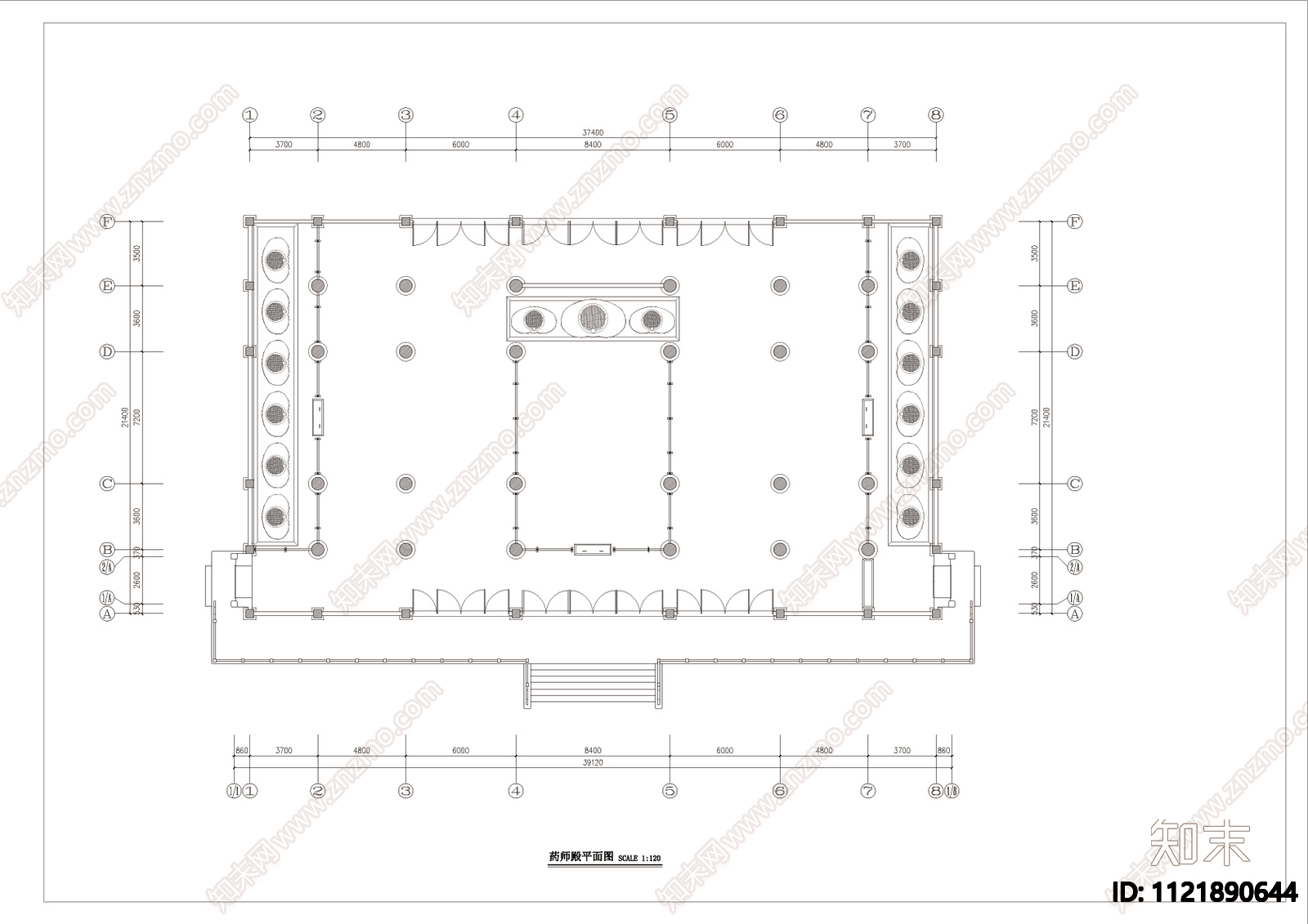 古代灵隐药师殿CAD图施工图施工图下载【ID:1121890644】