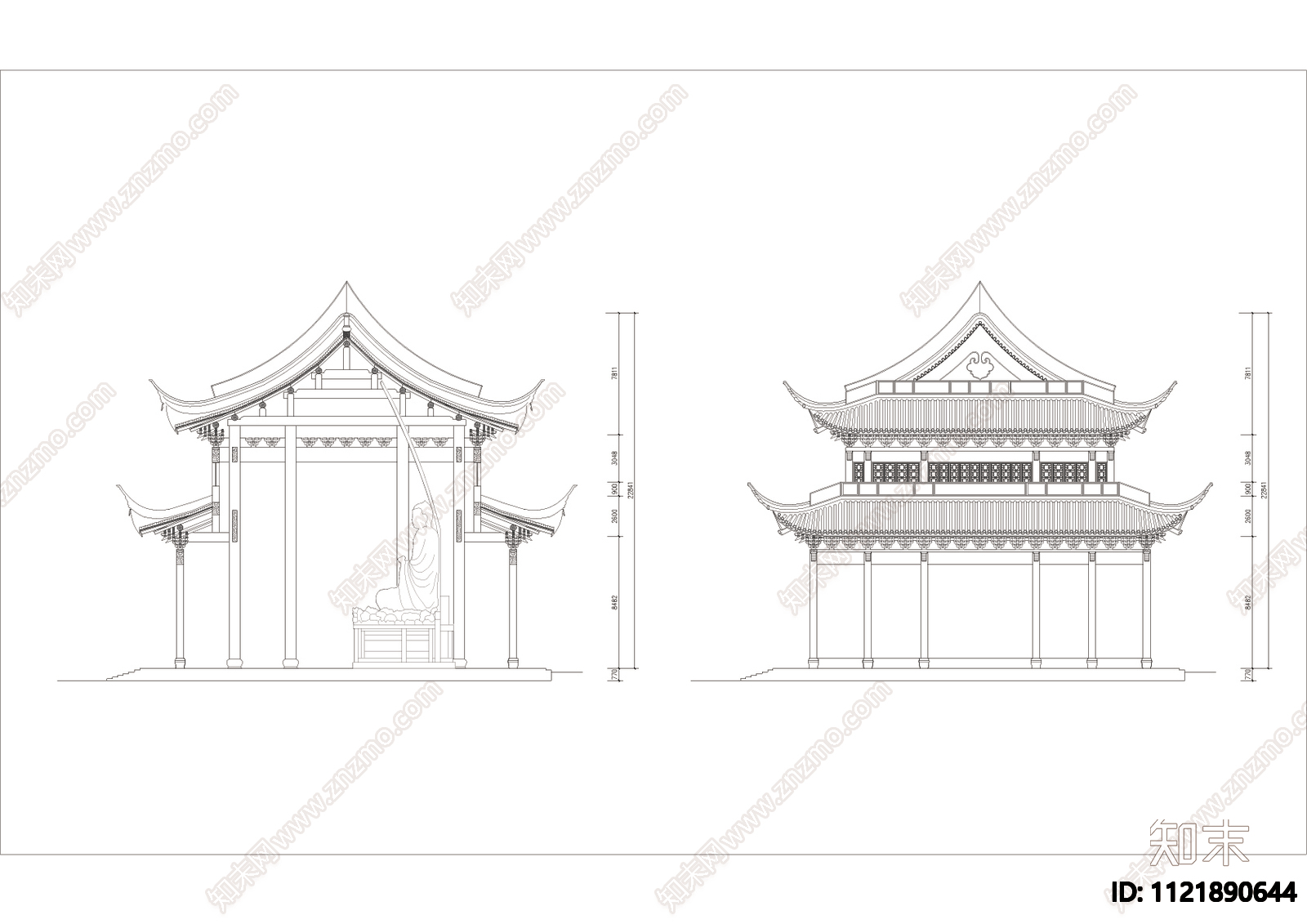 古代灵隐药师殿CAD图施工图施工图下载【ID:1121890644】