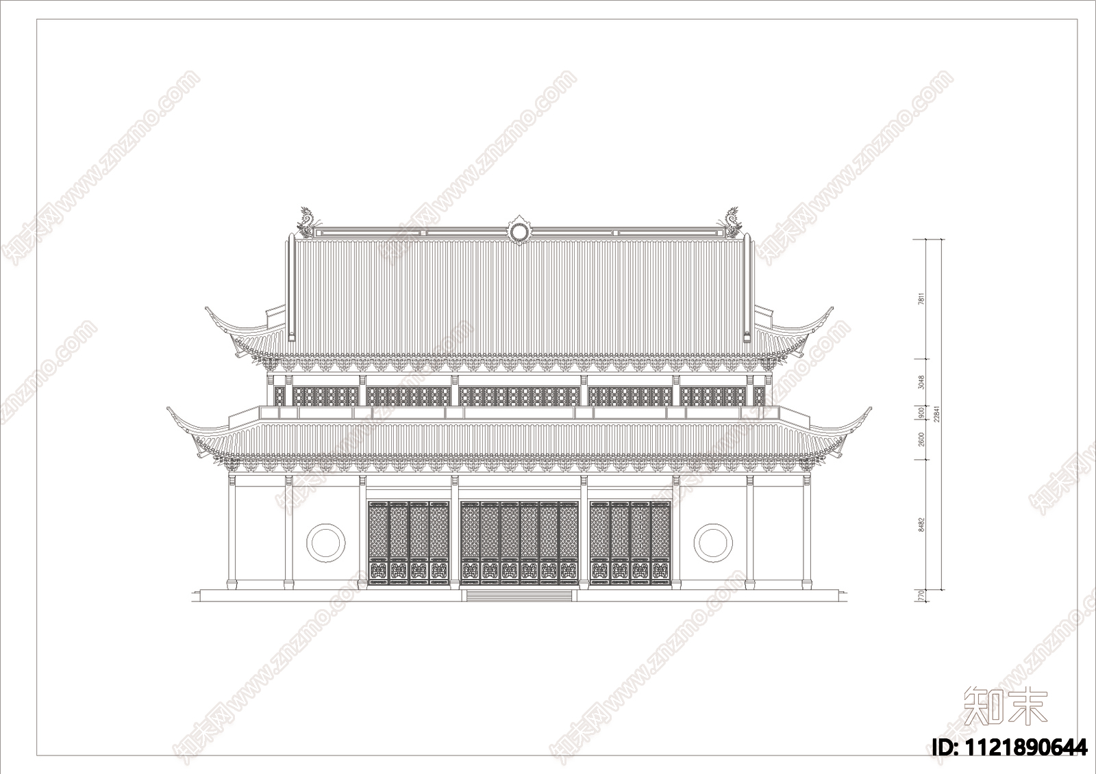 古代灵隐药师殿CAD图施工图施工图下载【ID:1121890644】