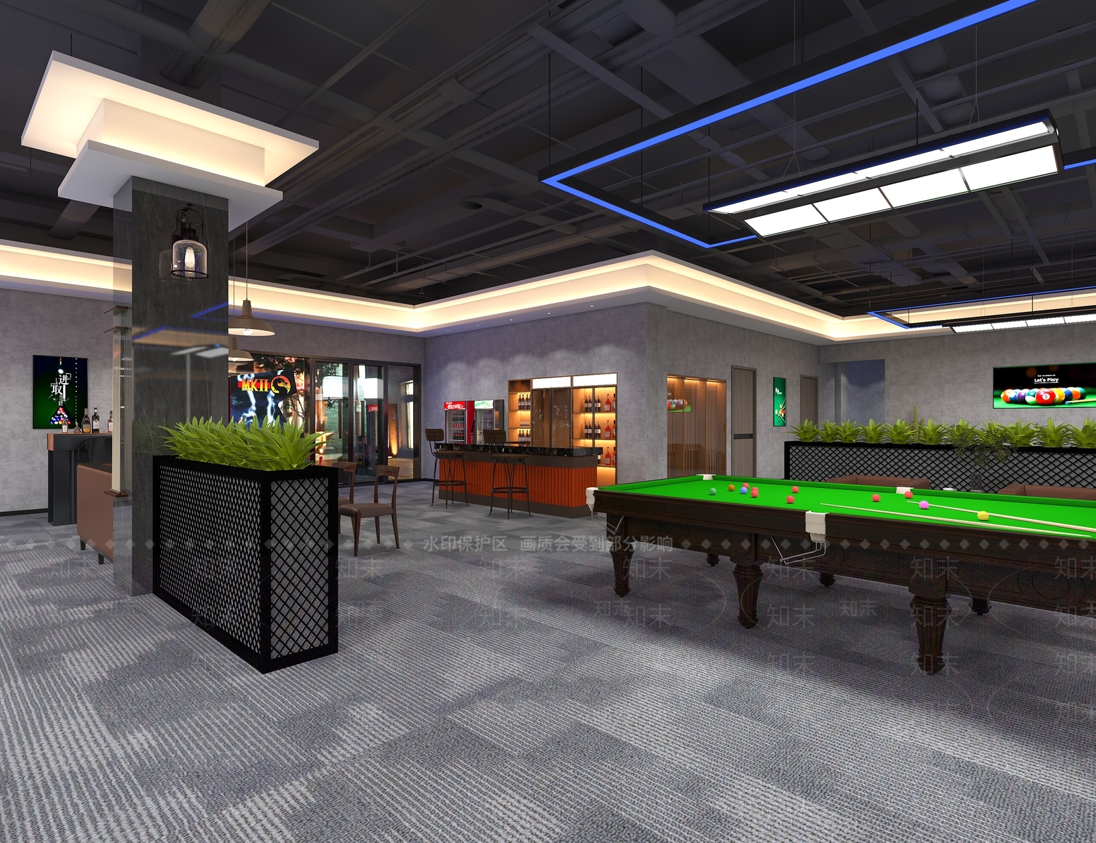 现代台球室3D模型下载【ID:1121896895】