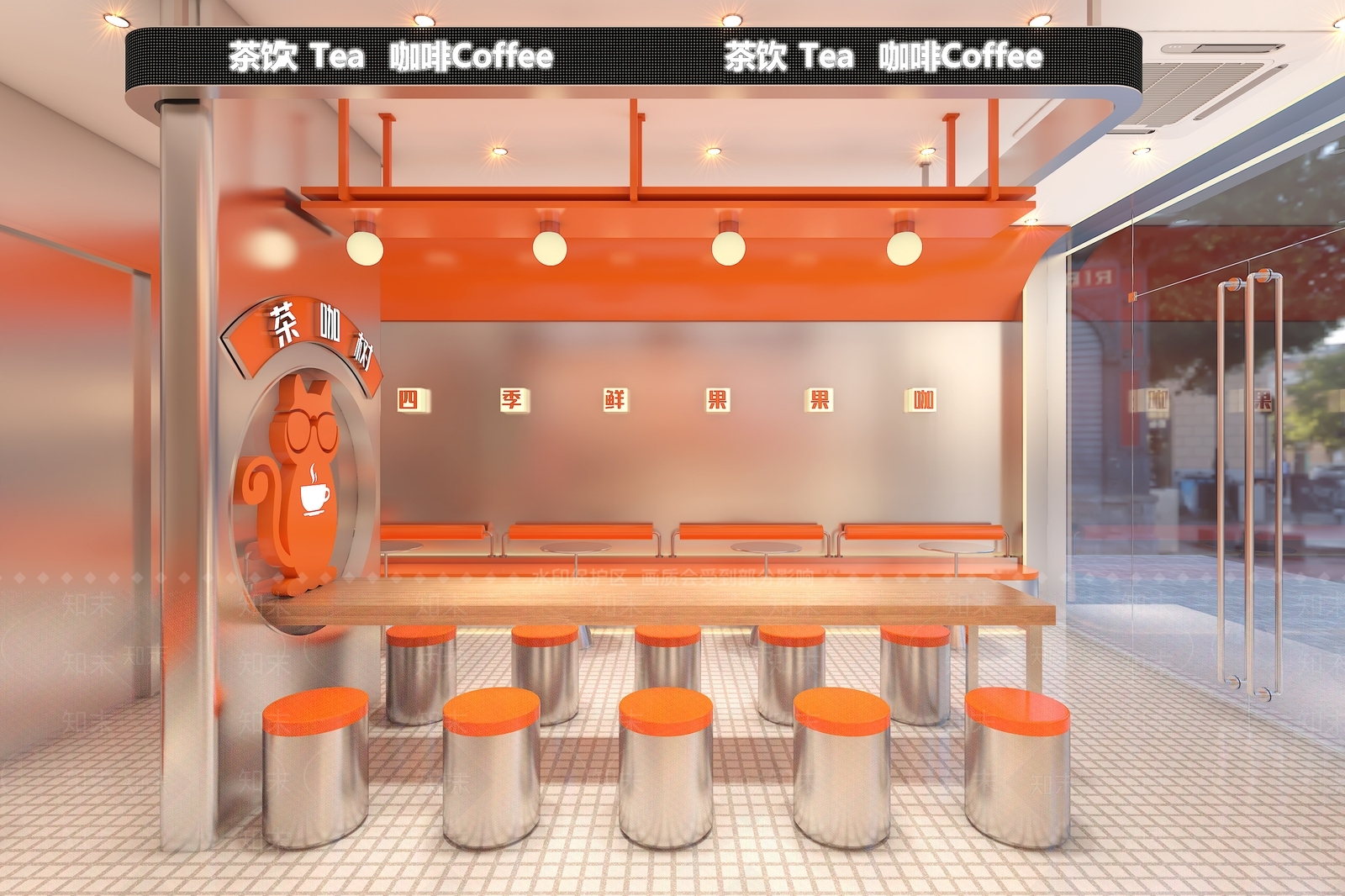现代奶茶店3D模型下载【ID:1121896487】