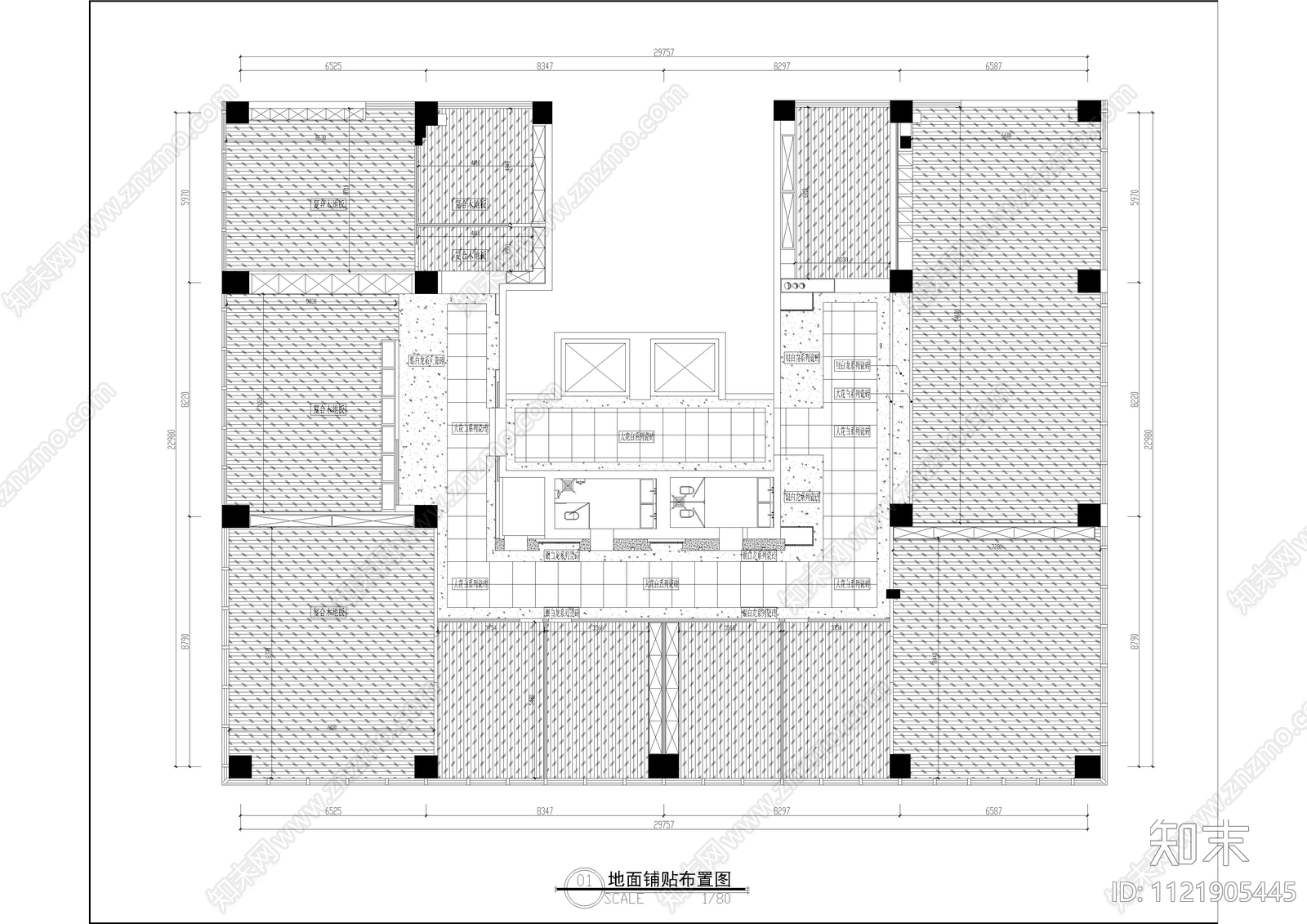 混搭城市花园七层办公平面图施工图cad施工图下载【ID:1121905445】