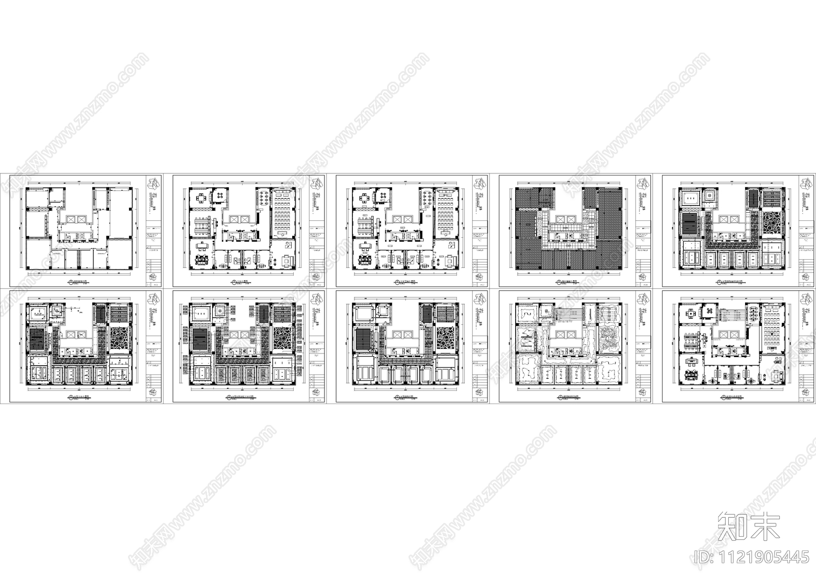 混搭城市花园七层办公平面图施工图cad施工图下载【ID:1121905445】