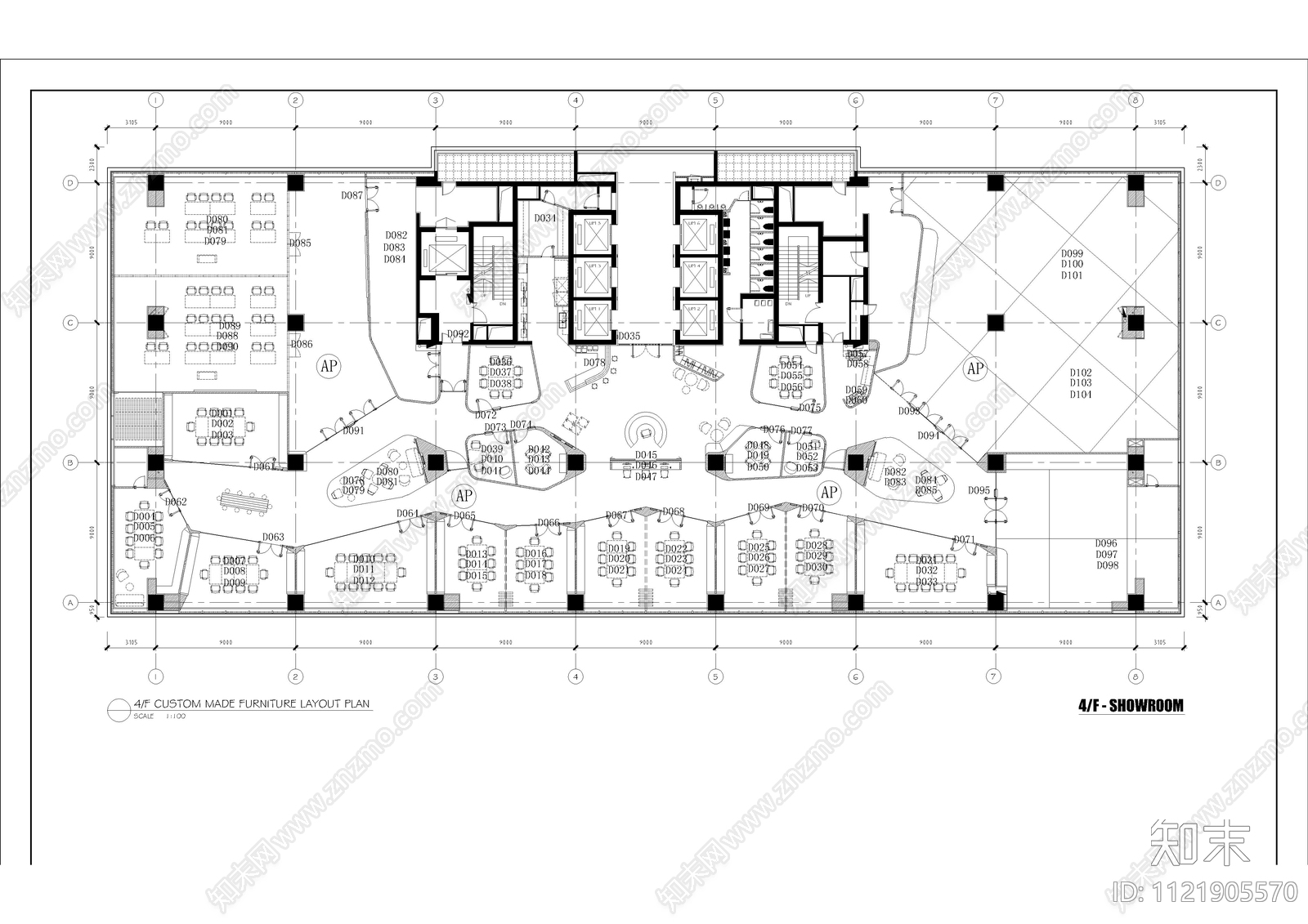 现代利丰广场超大型办公室平面系统图施工图cad施工图下载【ID:1121905570】