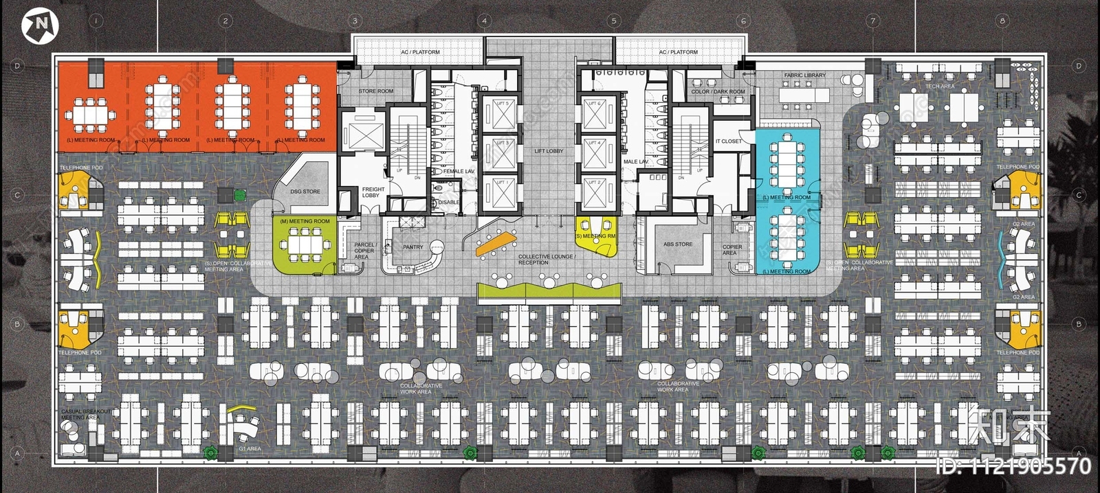 现代利丰广场超大型办公室平面系统图施工图施工图下载【ID:1121905570】