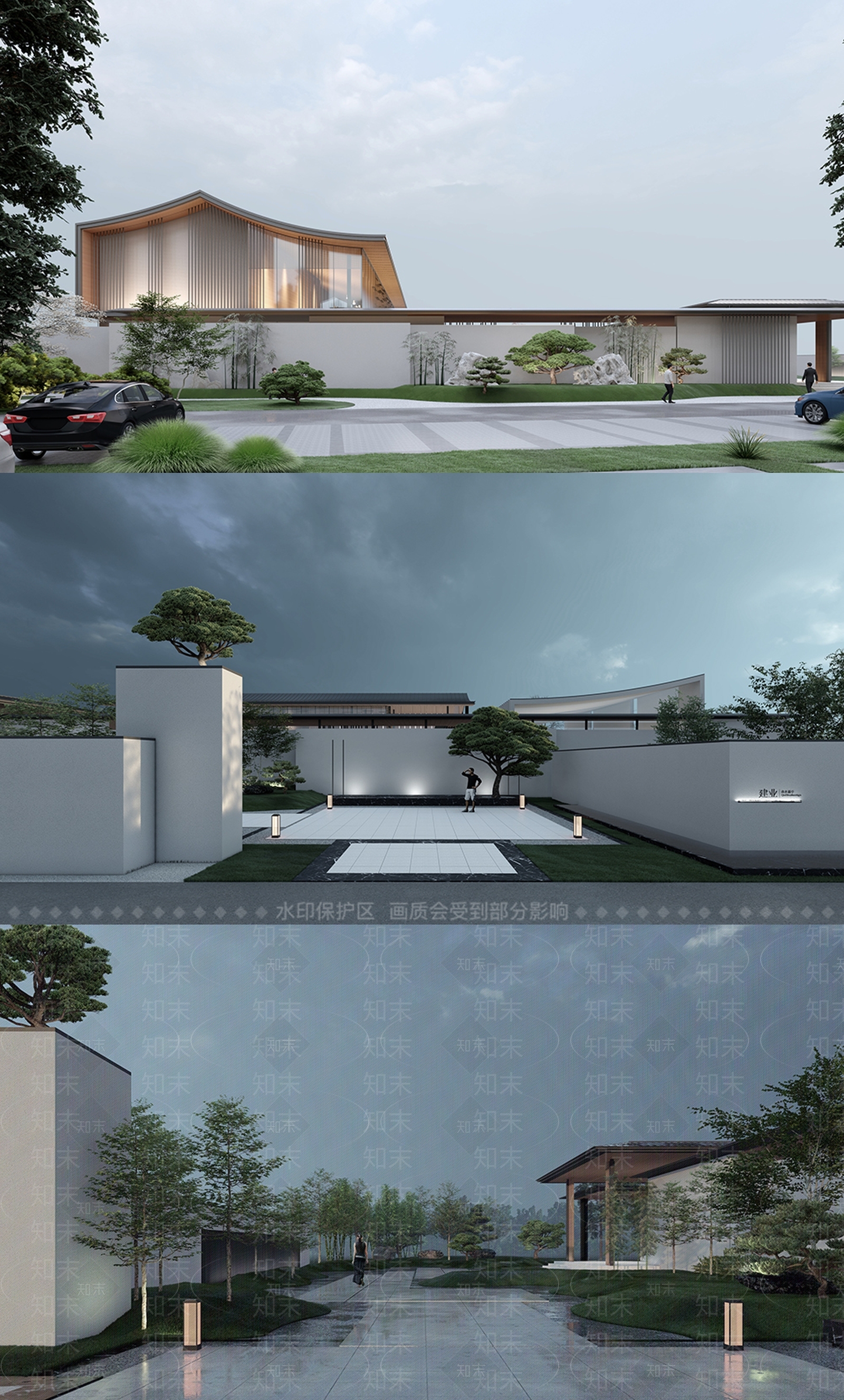 新中式售楼处建筑SU模型下载【ID:1121909496】