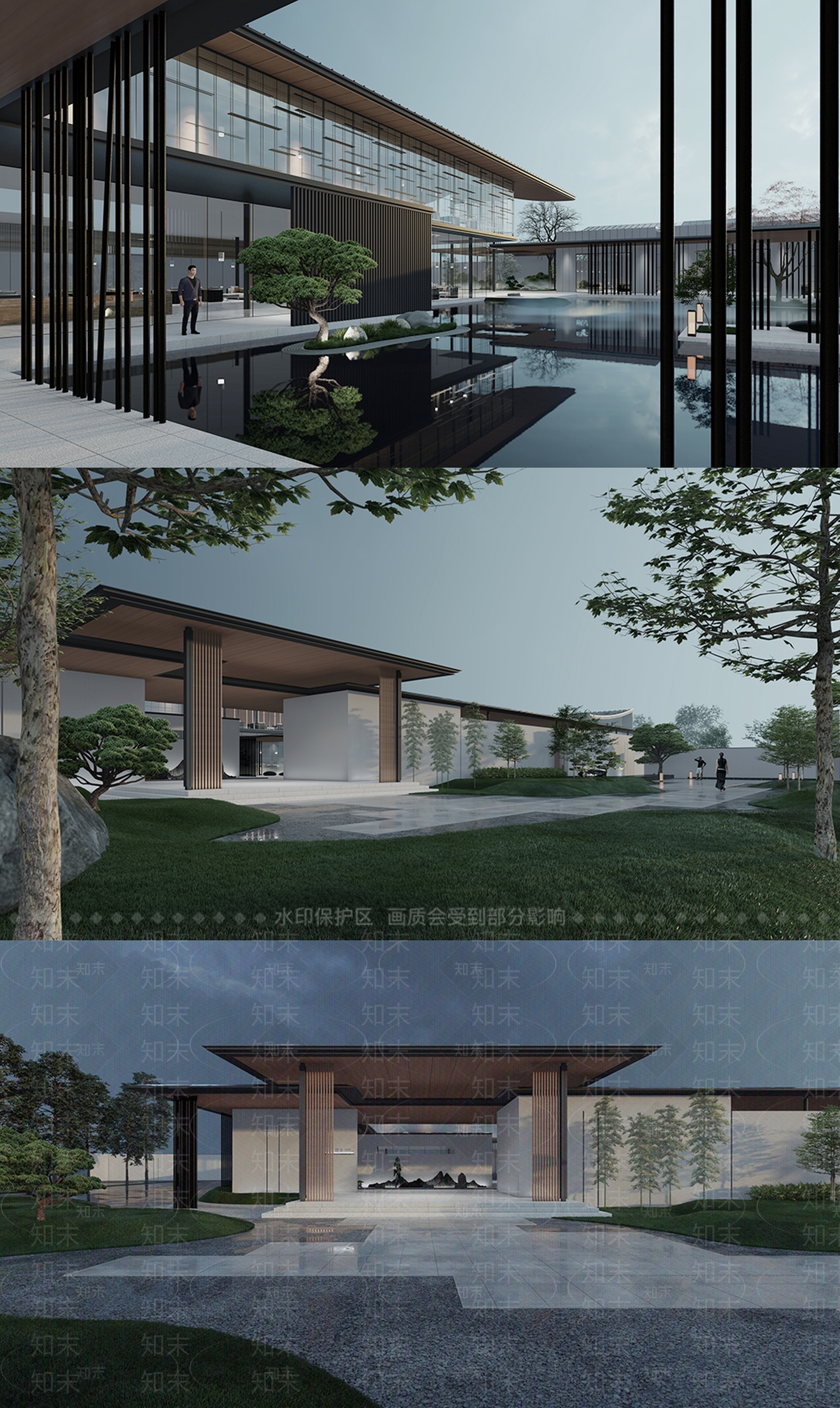 新中式售楼处建筑SU模型下载【ID:1121909496】