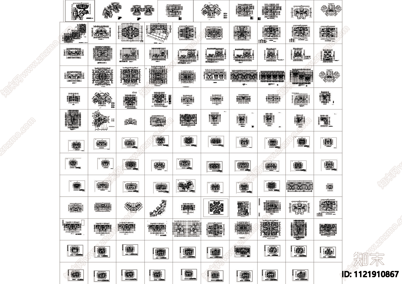 住宅平面图户型图CAD图大全施工图施工图下载【ID:1121910867】