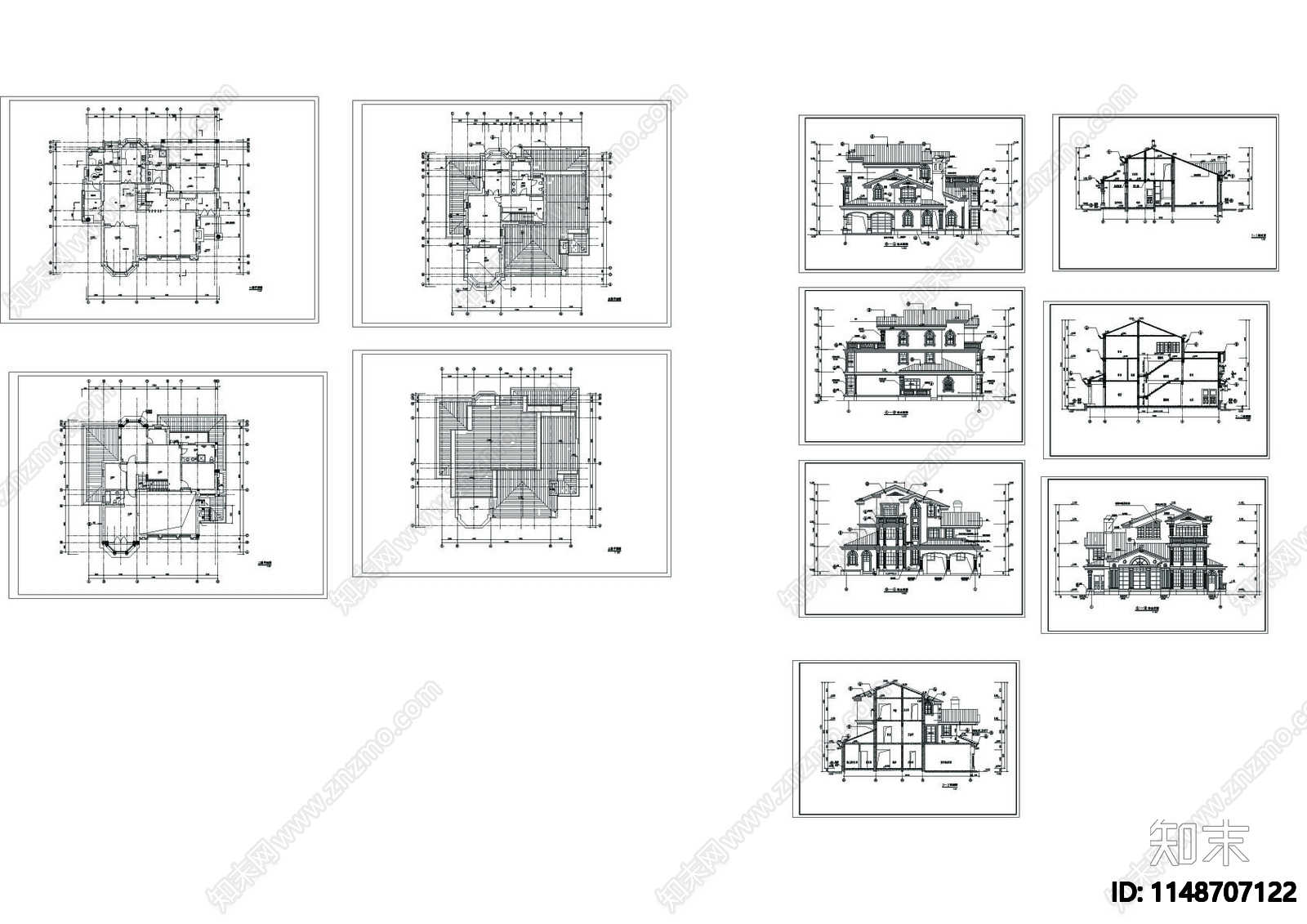 自建房别墅建筑cad施工图下载【ID:1148707122】