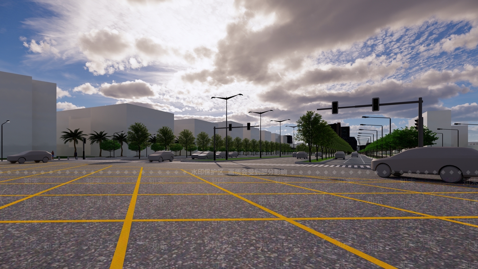 现代市政道路SU模型下载【ID:1121913613】