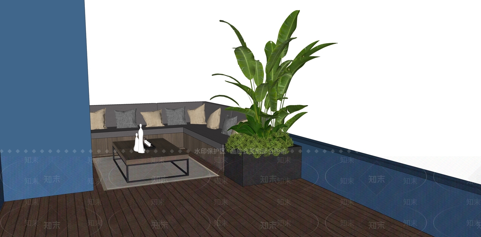 现代屋顶小露台SU模型下载【ID:1121922085】