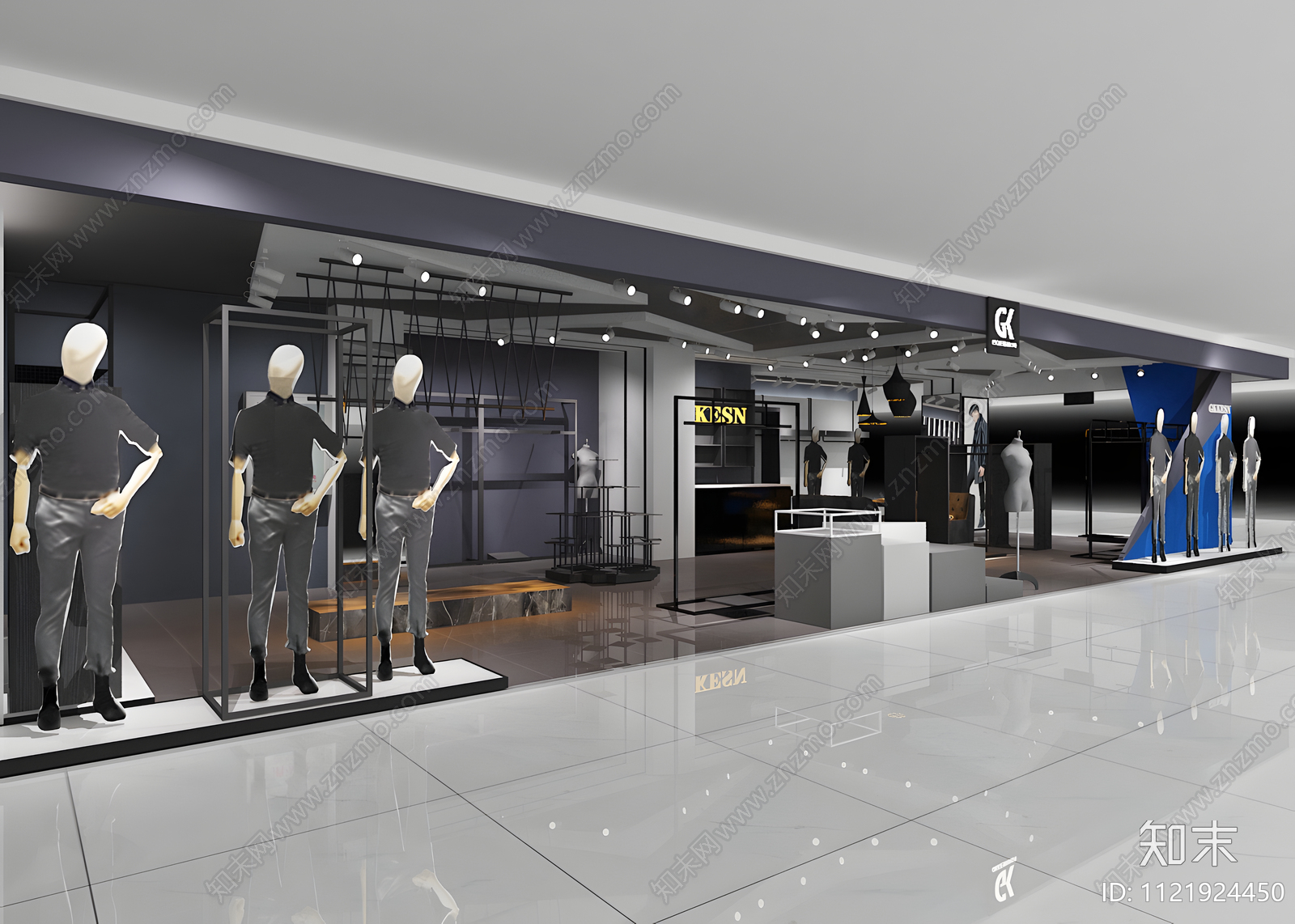 全套男装店CAD施工图效果图cad施工图下载【ID:1121924450】