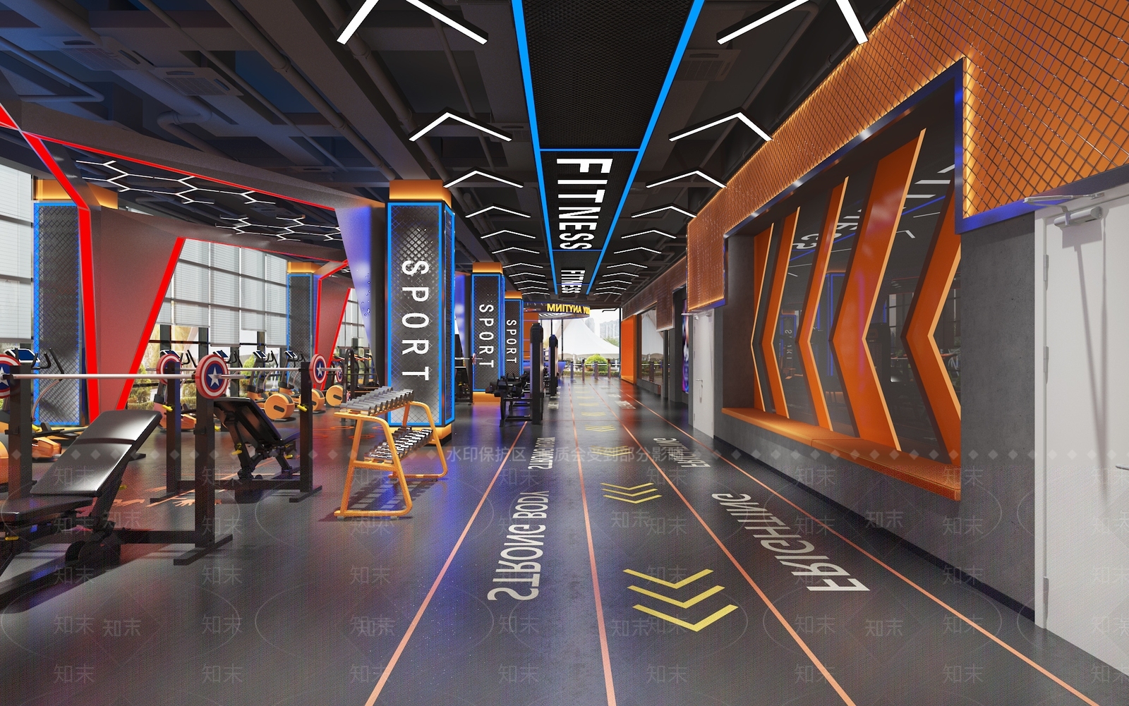 工业风健身房3D模型下载【ID:1121928603】