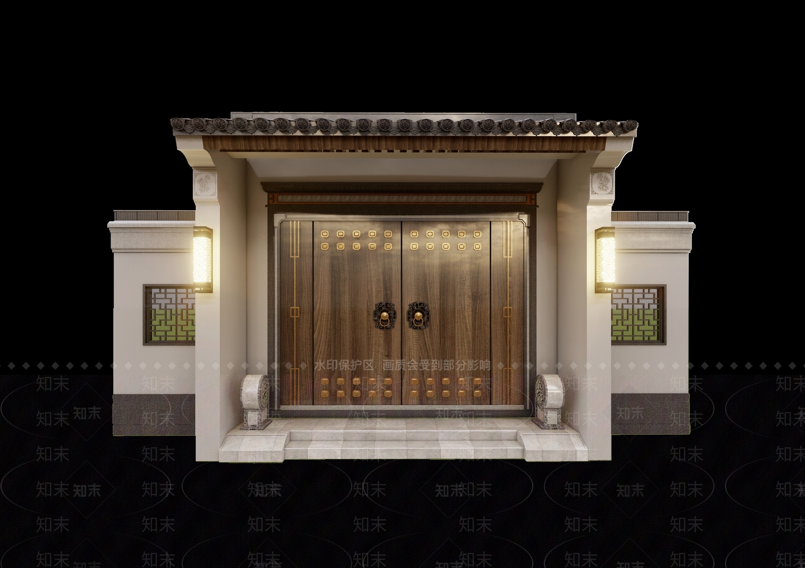 中式庭院门SU模型下载【ID:1121938316】