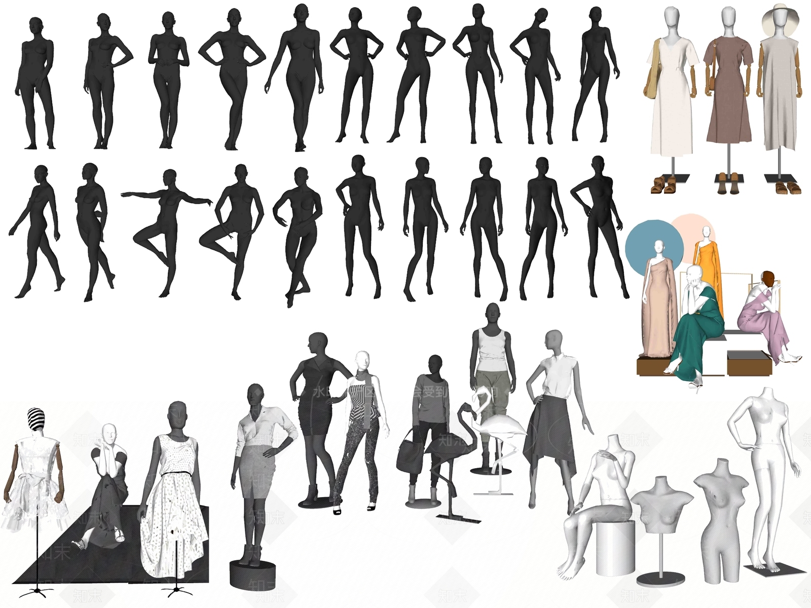 服装店人体模特SU模型下载【ID:1121939676】