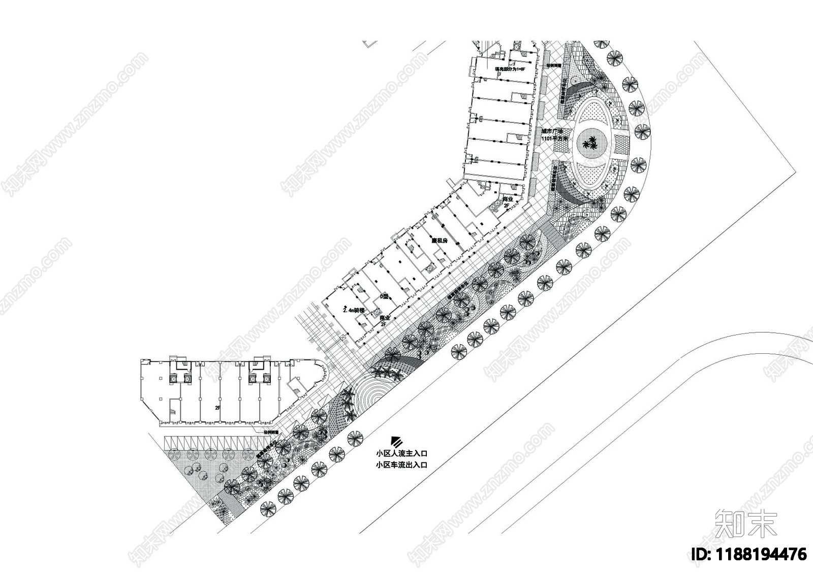 现代道路绿化cad施工图下载【ID:1188194476】