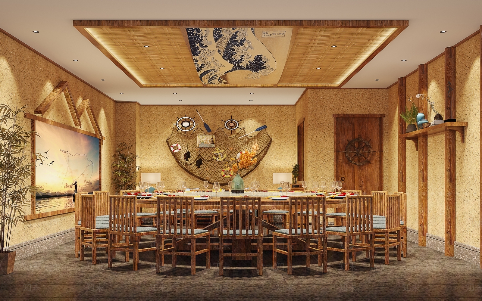 中式中餐厅包间3D模型下载【ID:1121946251】