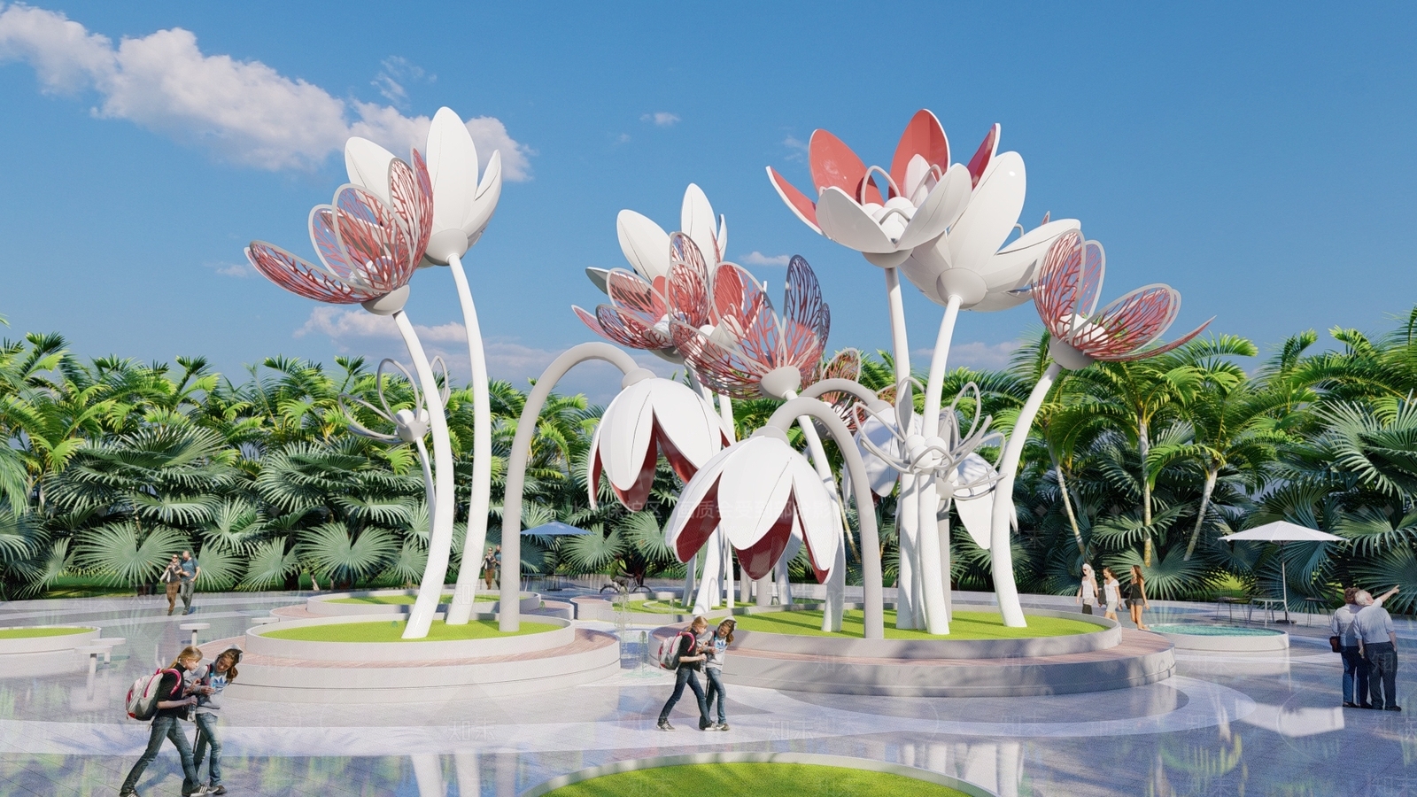 现代花瓣主题构架SU模型下载【ID:1121952479】