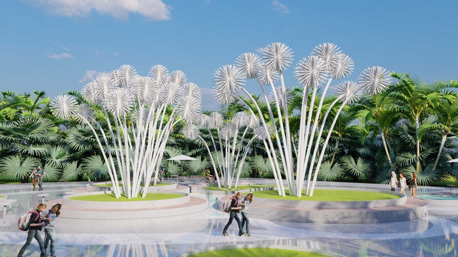 现代蒲公英主题构架SU模型下载【ID:1121952639】