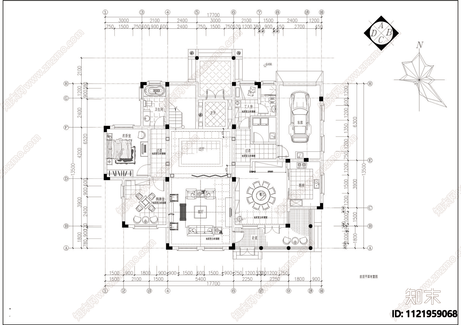 别墅欧式别墅建筑设计CAD施工图cad施工图下载【ID:1121959068】