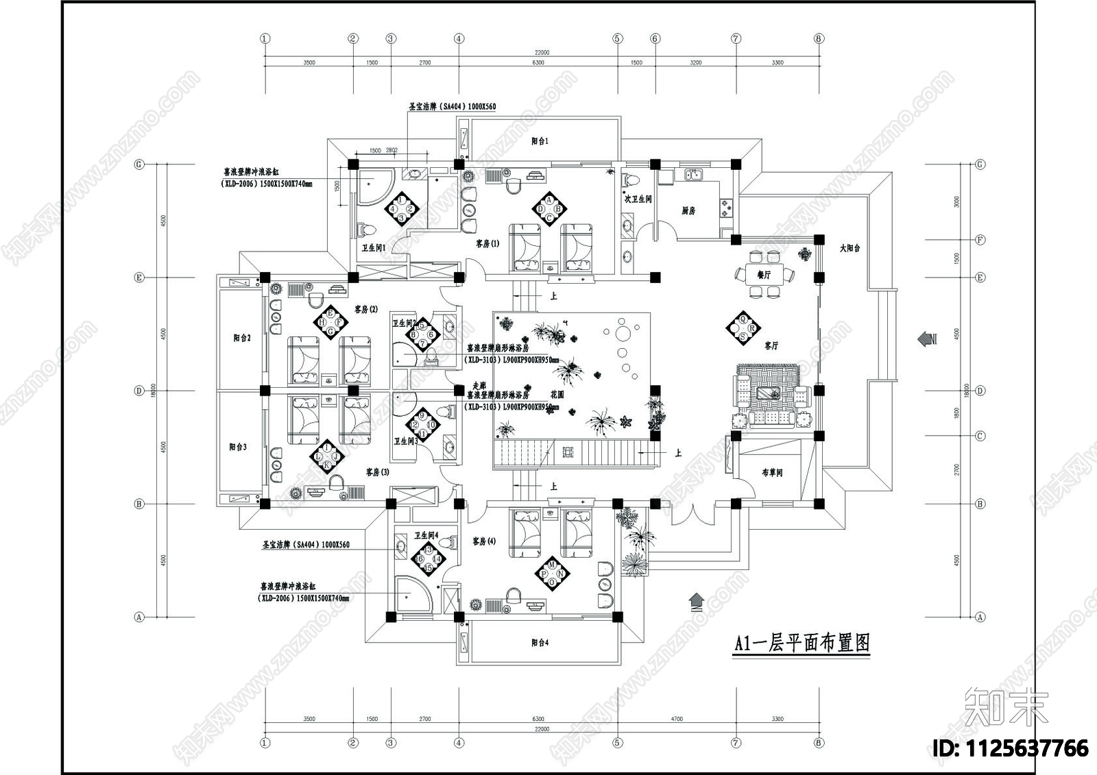 现代别墅装修设计cad施工图下载【ID:1125637766】