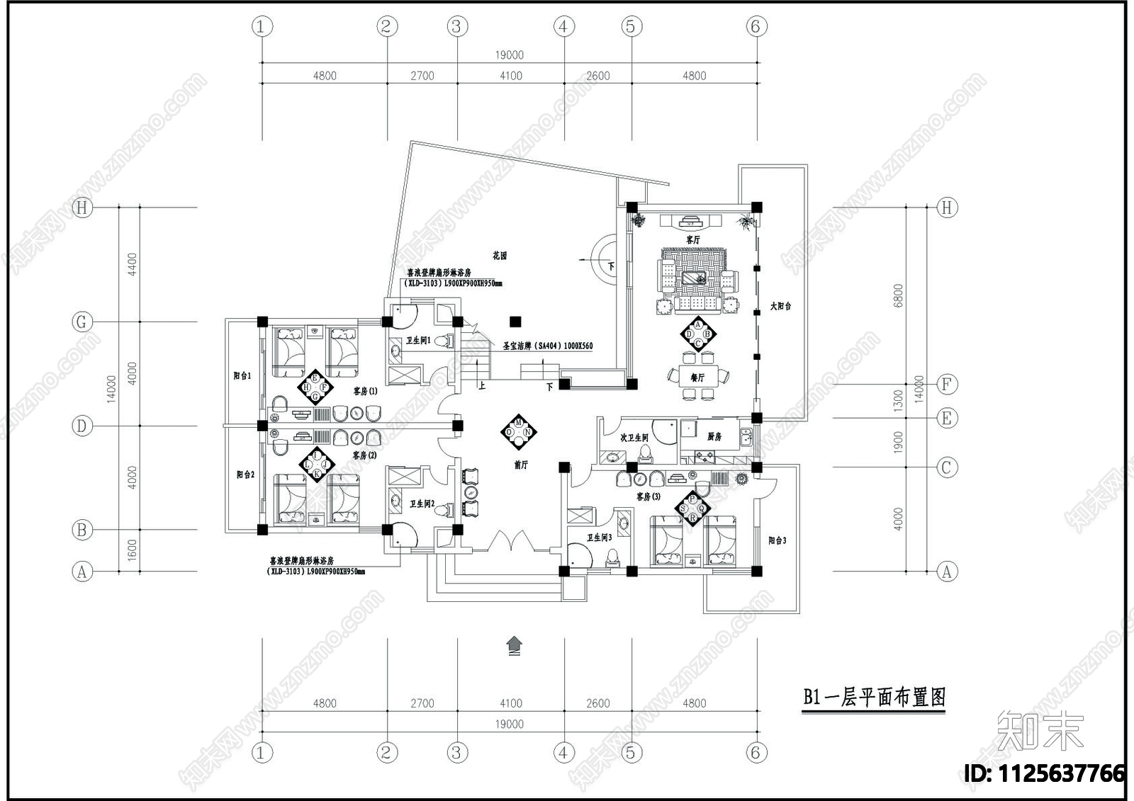 现代别墅装修设计cad施工图下载【ID:1125637766】