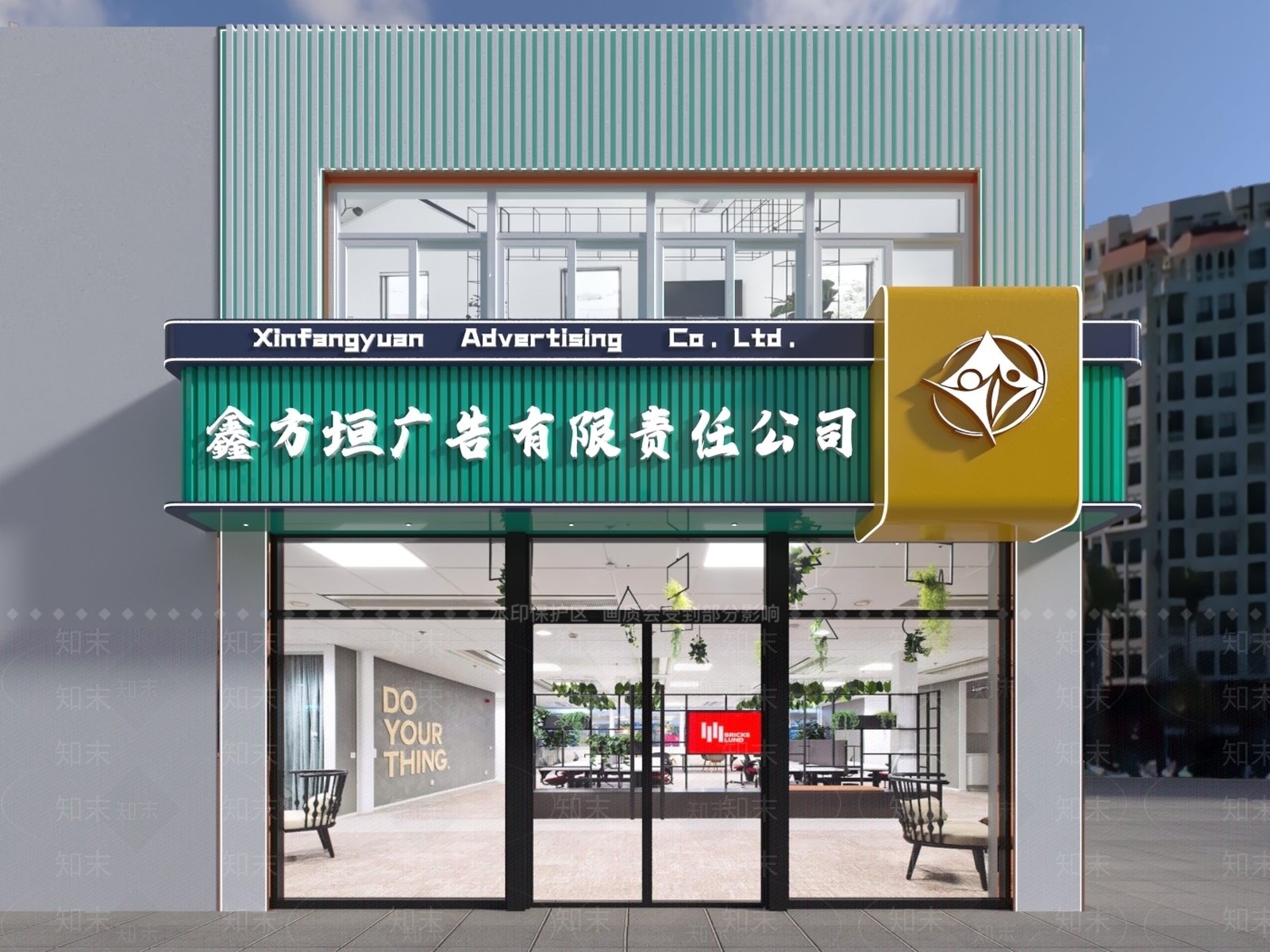 现代广告公司门头3D模型下载【ID:1121959425】_知末3d模型网