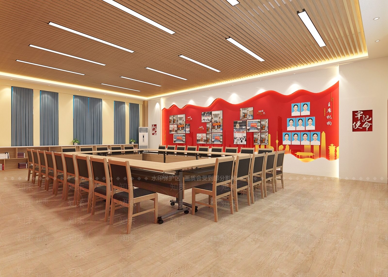 现代党建红色文化会议室3D模型下载【ID:1121960916】