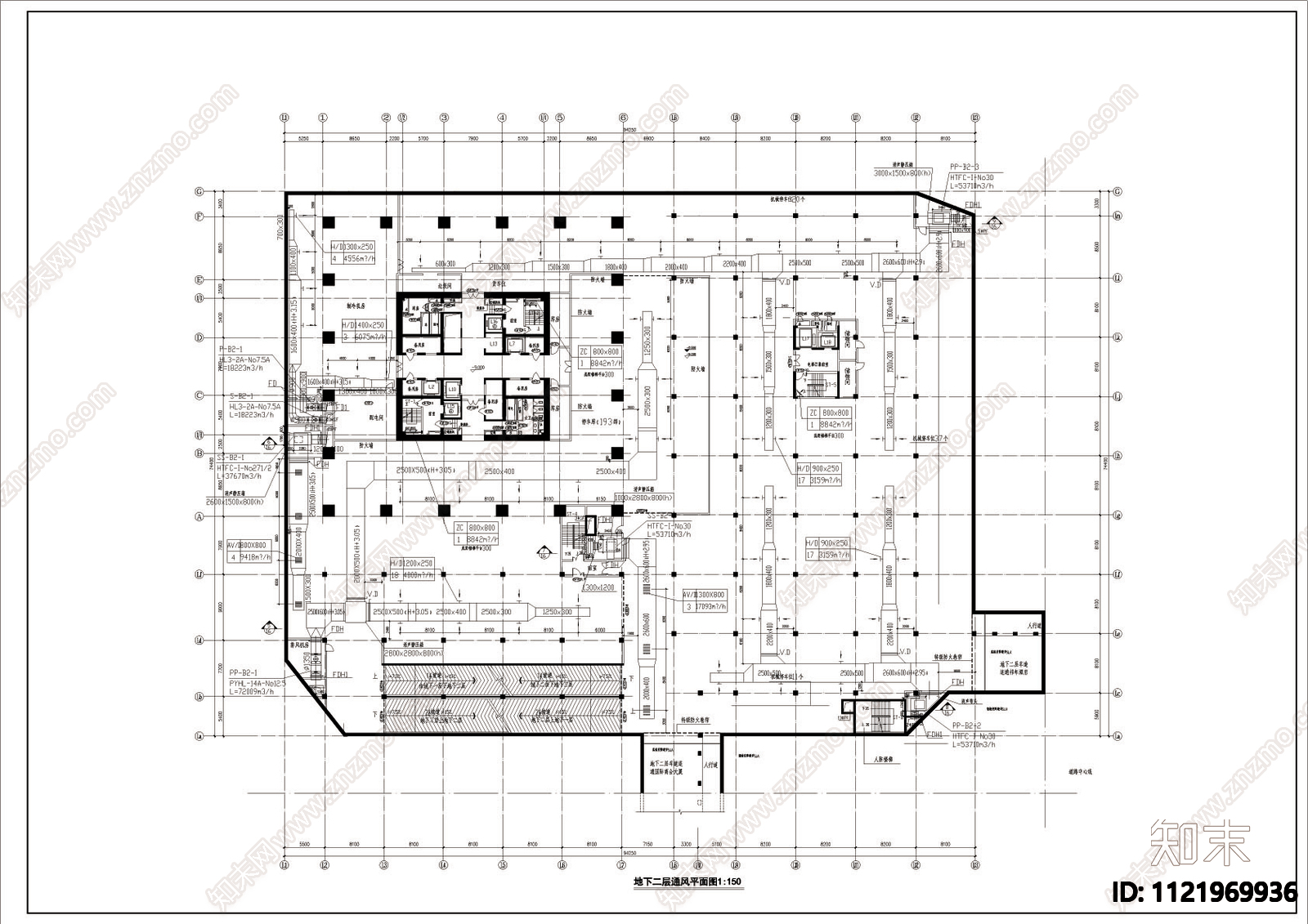 地下层空调平面图cad图施工图施工图下载【ID:1121969936】