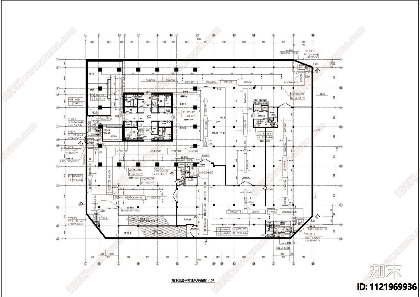 地下层空调平面图cad图施工图施工图下载【ID:1121969936】