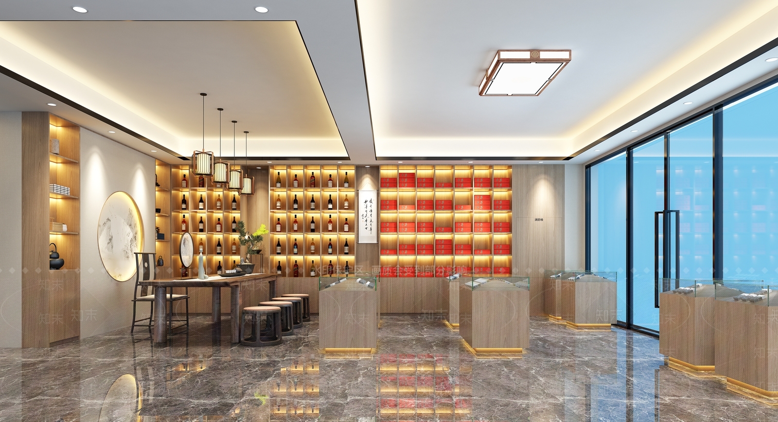 新中式烟酒店3D模型下载【ID:1121973082】