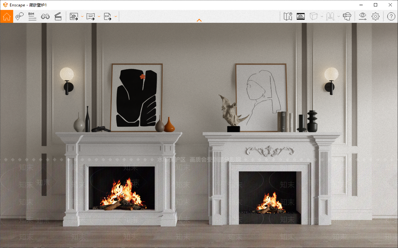 简欧壁炉组合SU模型下载【ID:1121975346】