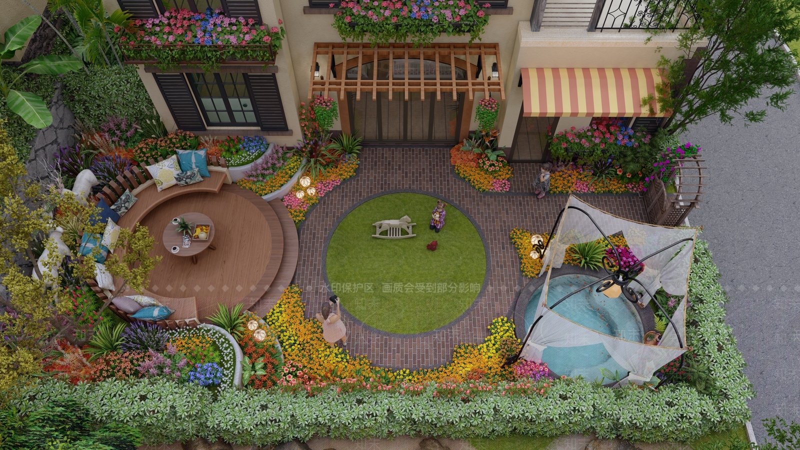 欧式庭院花园su模型下载【id:1121976196】