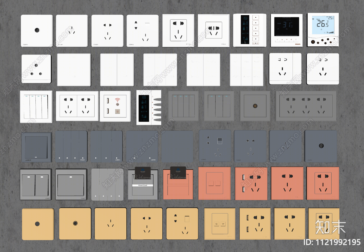 现代开关插座组合SU模型下载【ID:1121992195】