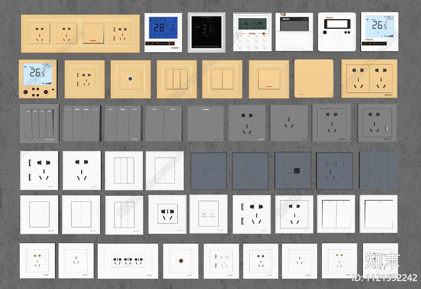 现代开关插座组合SU模型下载【ID:1121992242】