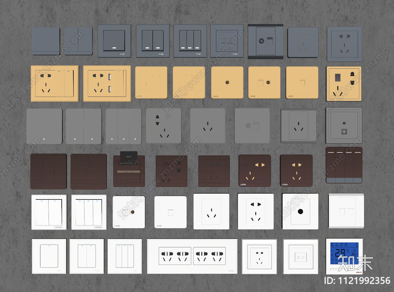 现代开关插座组合SU模型下载【ID:1121992356】
