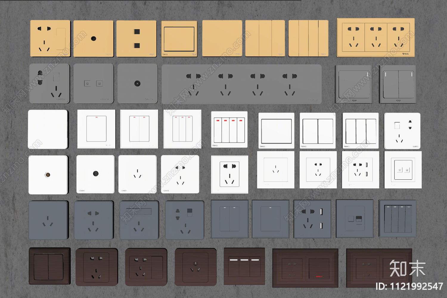 现代开关插座组合SU模型下载【ID:1121992547】