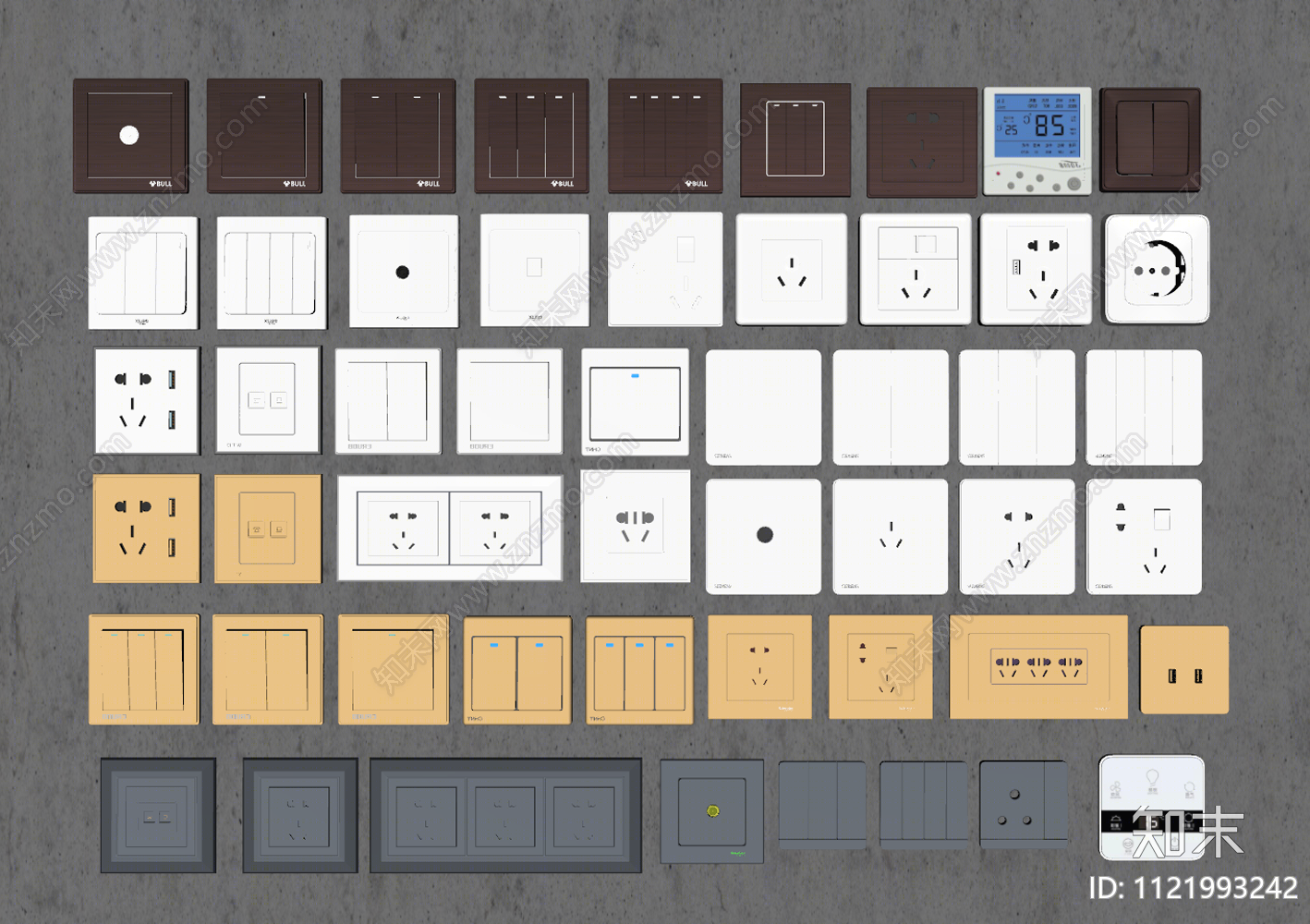 现代开关插座组合SU模型下载【ID:1121993242】