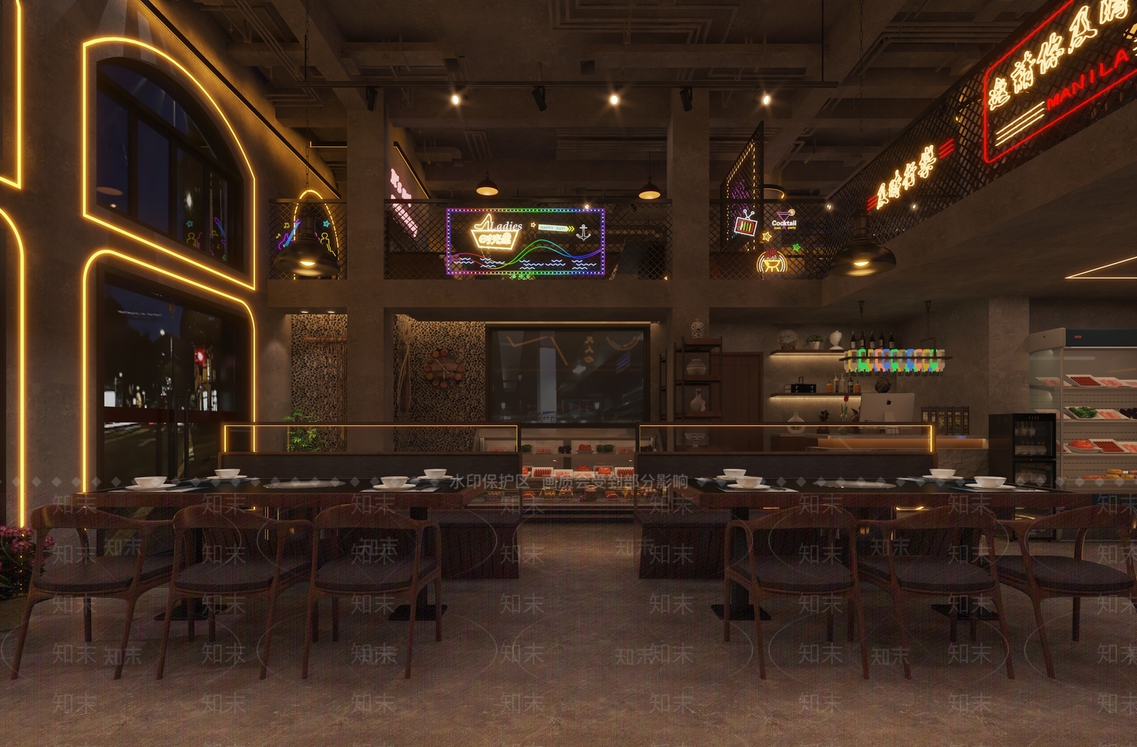 工业风火锅店3D模型下载【ID:1121996604】