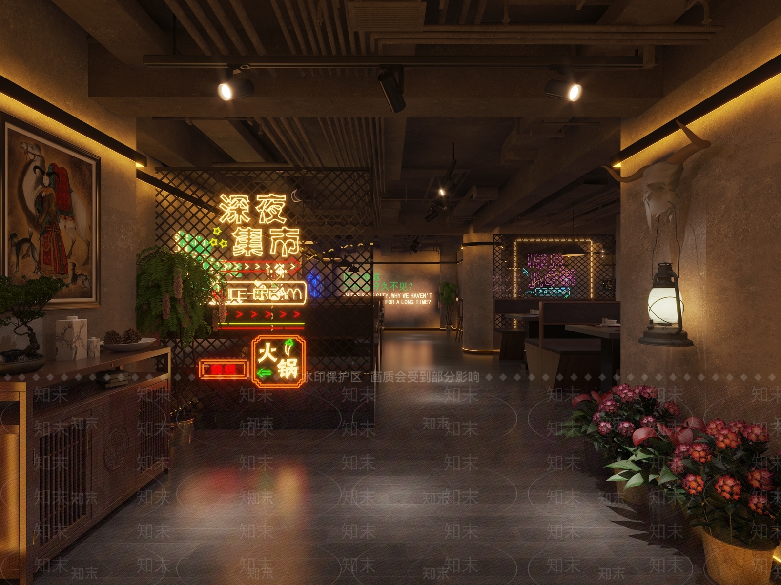 工业风火锅店3D模型下载【ID:1121996604】